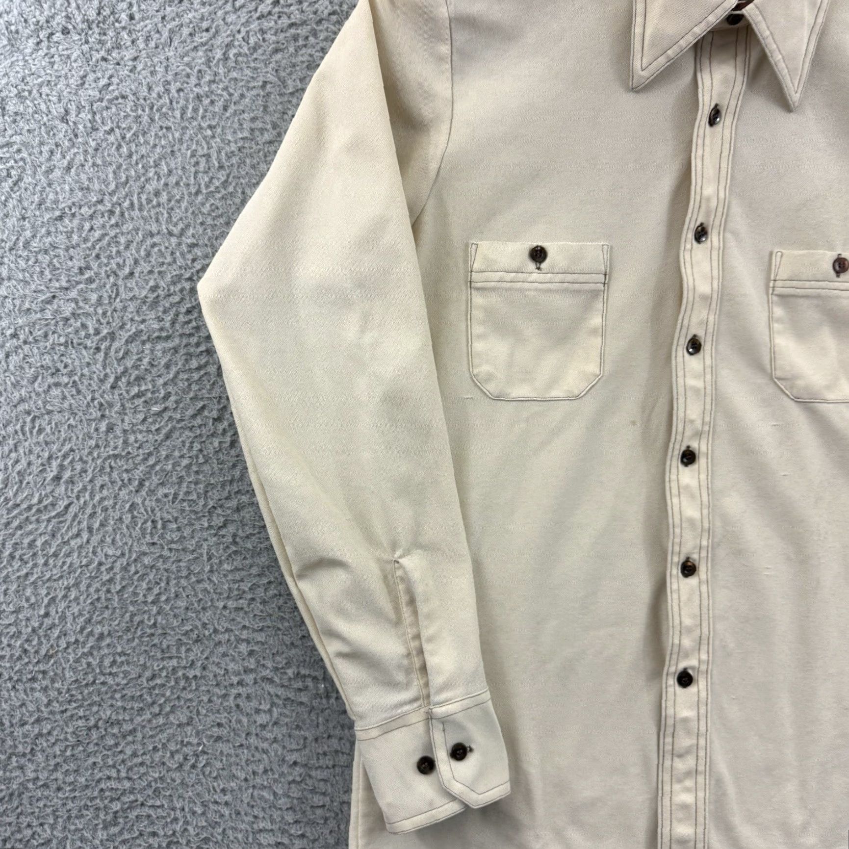 Arrow VINTAGE Arrow Doubler Shirt Mens Medium Beige Long Sleeve 70s Button Up Western Size US M / EU 48-50 / 2 - 4 Thumbnail