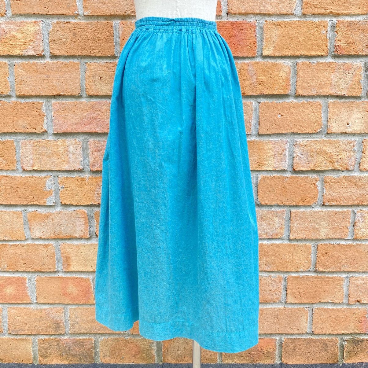 Issey Miyake Plantation Teal Cotton Midi Skirt Size 25" / US 0 / IT 36 - 18 Thumbnail