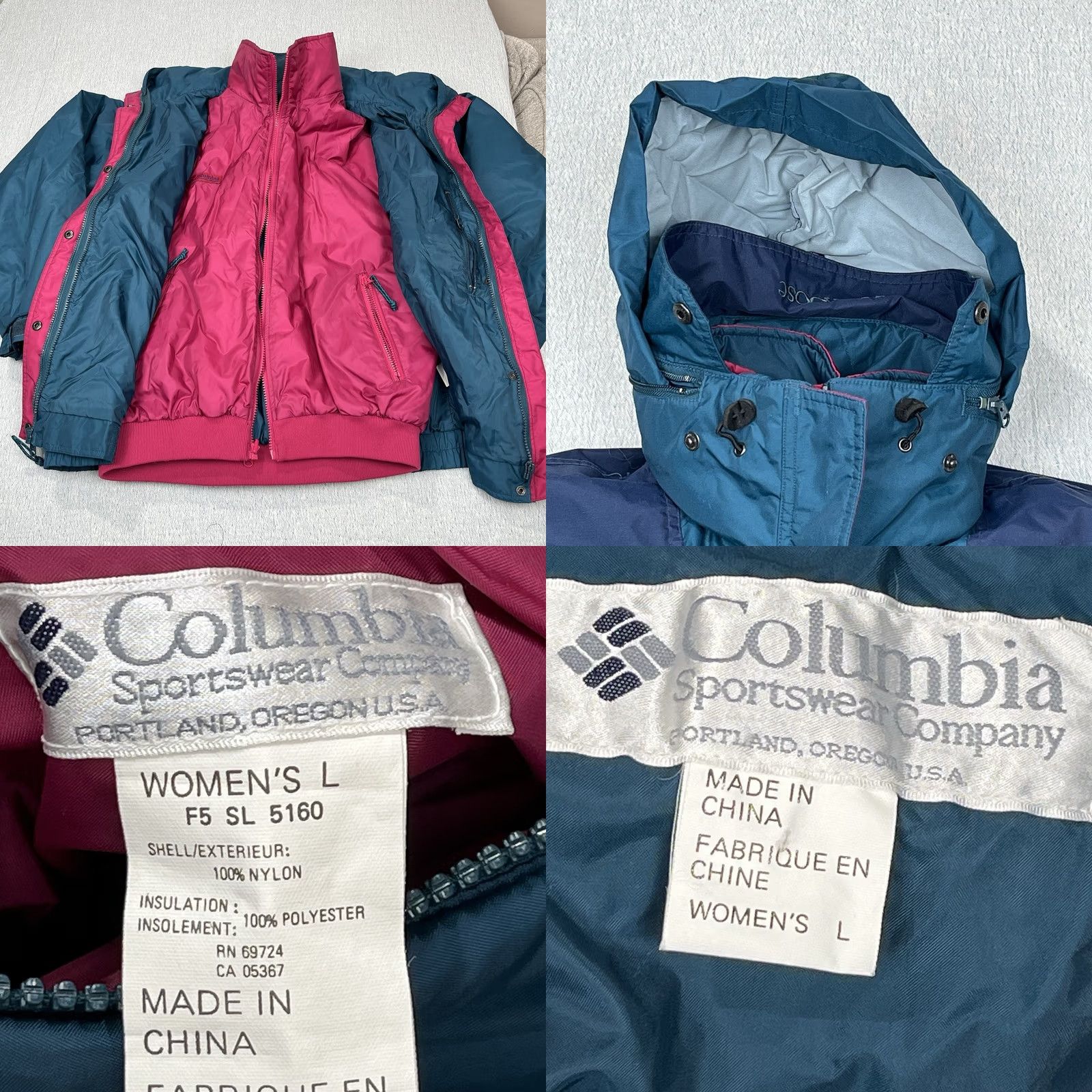 Vintage VTG 90s Columbia Vamoose 3-in-1 Jacket Women's L Green Nylon Winter Hooded Windproof Waterproof Zip Pockets Size L / US 10 / IT 46 - 8 Thumbnail