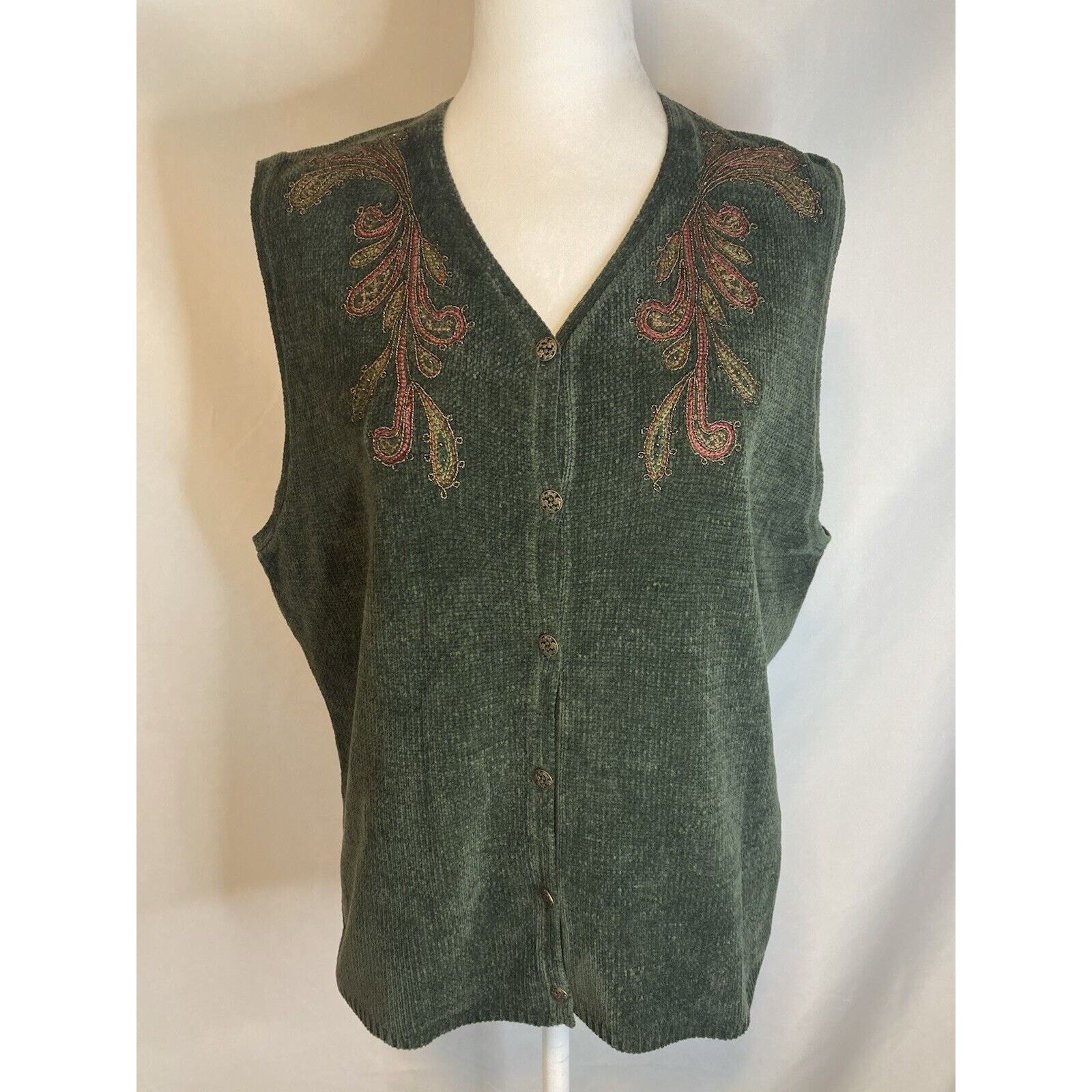 Other VTG Koret Sweater Vest L Cottage Grandma Button Embroidered Size L / US 10 / IT 46 - 1 Thumbnail