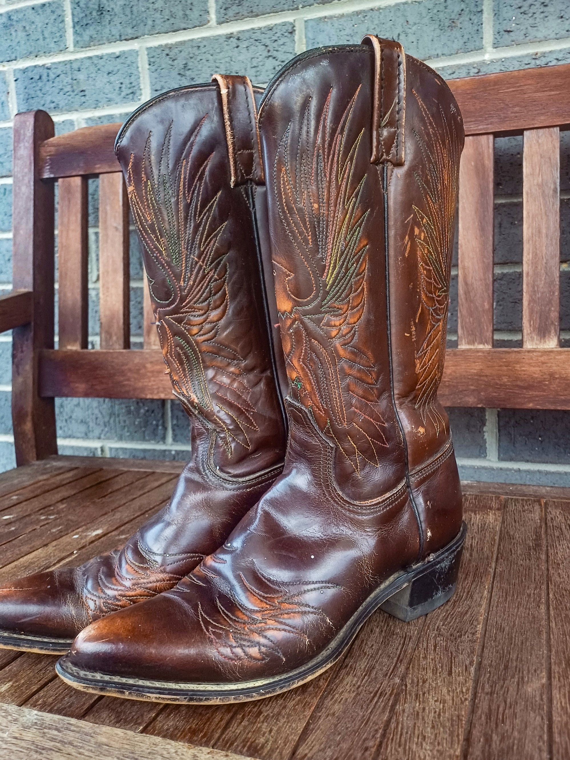 Cowboy Equipment Acme 1970s Thunderbird Rising Phoenix Western Cowboy Boots Size US 6 / IT 36 - 7 Thumbnail