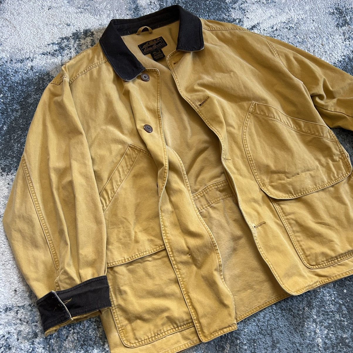 Eddie Bauer 90s FLOCKED CANVAS HUNTiNG JACKET WORK COAT MUSTARD SEED Size US L / EU 52-54 / 3 - 3 Thumbnail