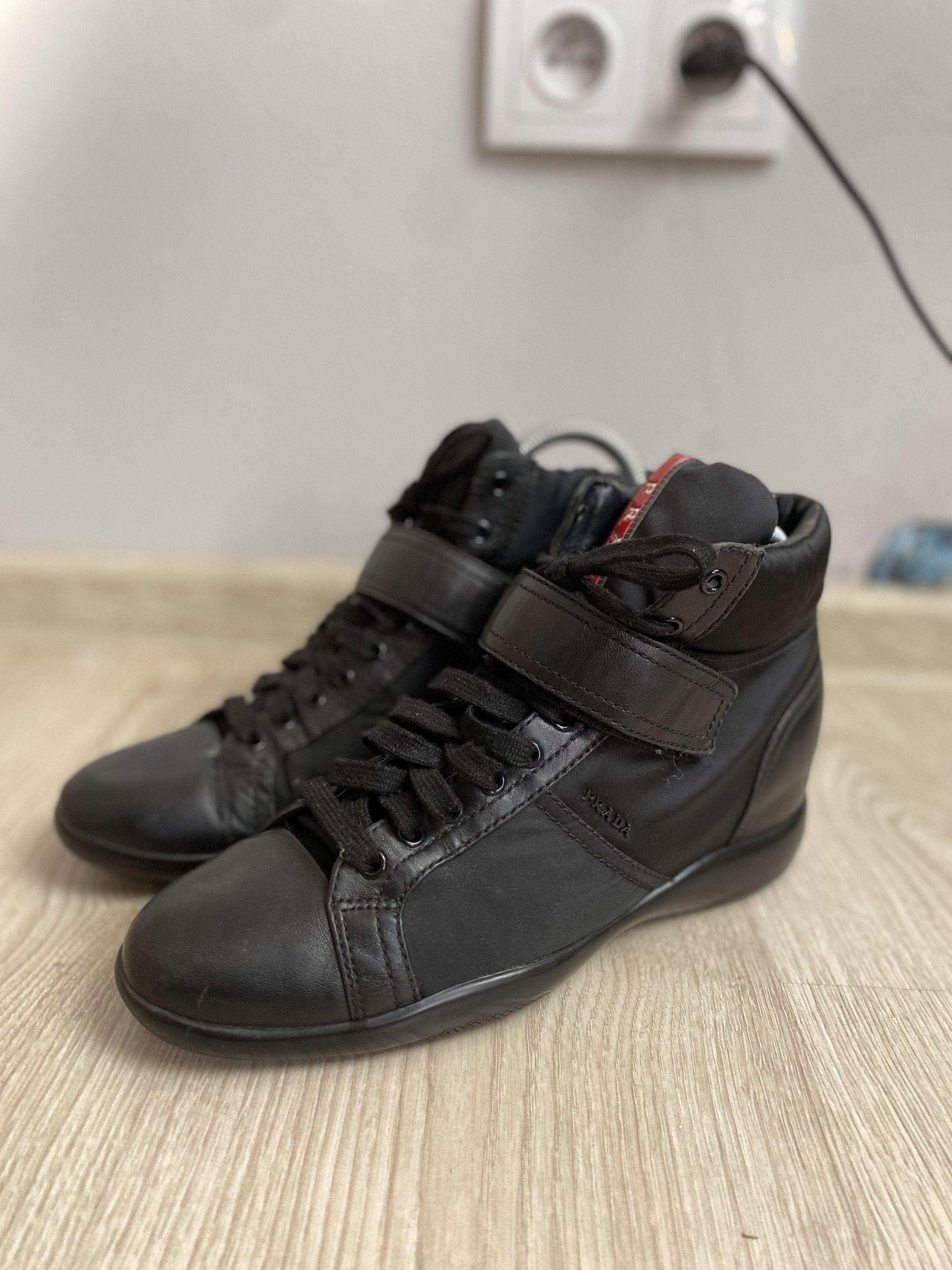 Prada × Vintage Prada high top sneakers soft leather Size US 8 / IT 38 - 1 Thumbnail