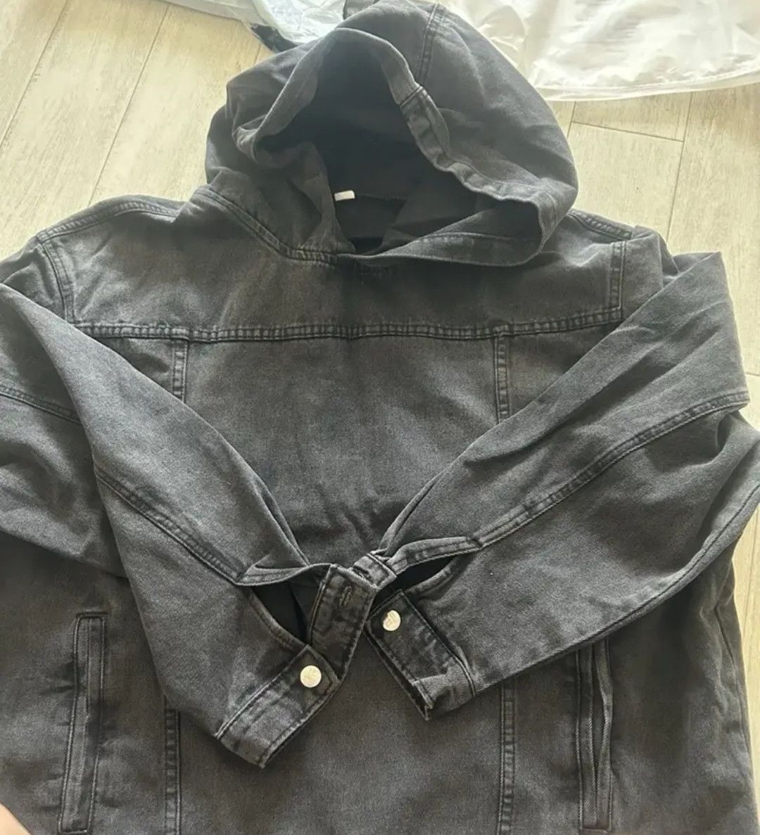 Japanese Brand × Vintage Y2K Oversized Hood Distressed Denim Pockets Hoodie Size US L / EU 52-54 / 3 - 2 Thumbnail
