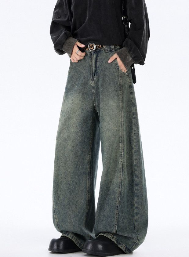 Vintage Japanese style retro distressed patchwork straight leg jeans Size US 32 / EU 48 - 1 Thumbnail