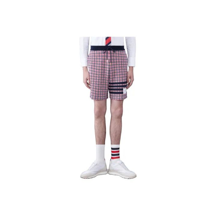 Thom Browne Thom Browne Red Cotton Check Jacquard Sweatshorts Size US 30 / EU 46 - 1 Thumbnail