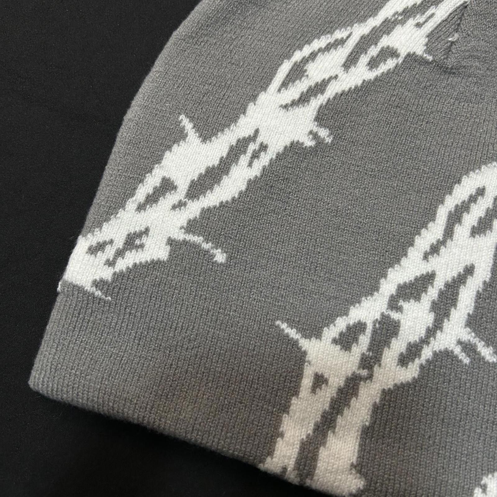 Japanese Brand Rare Barbed Wire Graphic Graphic No Cuff Knit Gray Beanie Size ONE SIZE - 5 Thumbnail