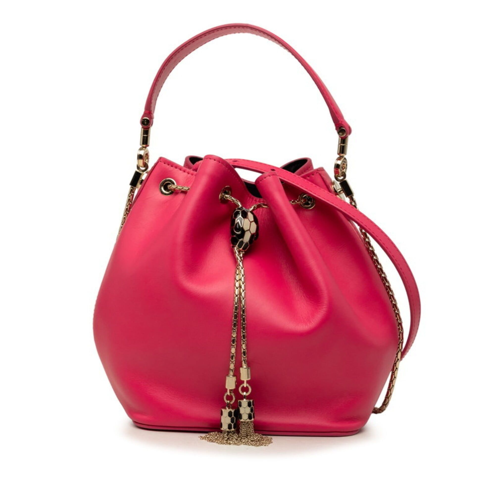Bvlgari BVLGARI Serpenti Forever Handbag Shoulder Bag Drawstring Bucket 2-Way Pink Leather Women's Size ONE SIZE - 1 Thumbnail