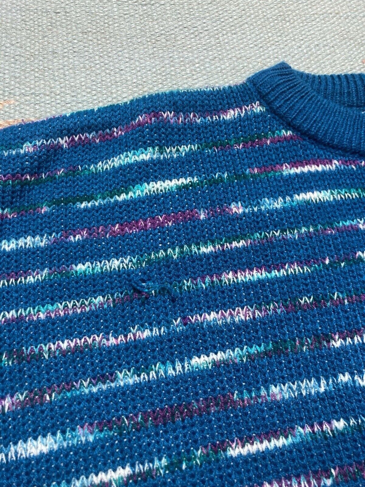 Vintage Vintage 80s crewneck sweater acrylic knit striped large Size US L / EU 52-54 / 3 - 4 Thumbnail
