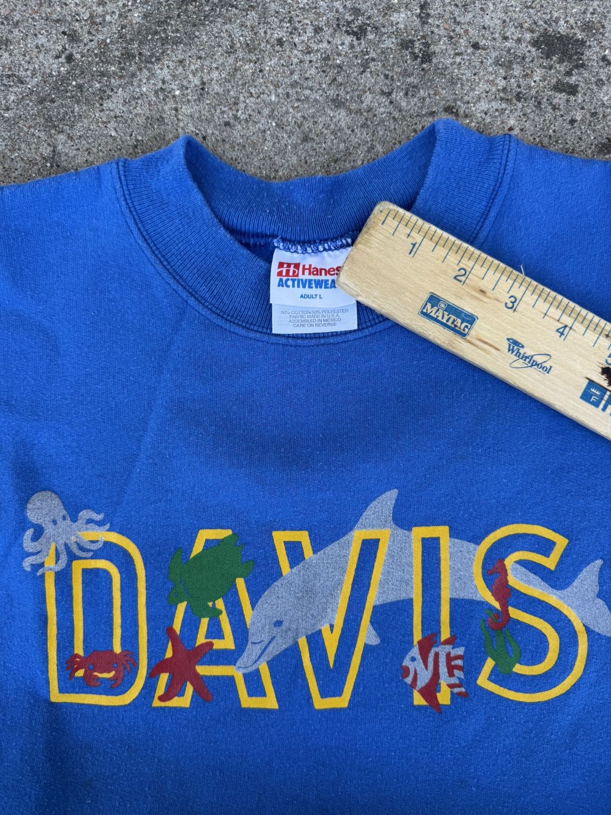 Vintage Vintage Davis Dolphins Sweatshirt Blue Hanes 90s Large Size US L / EU 52-54 / 3 - 3 Thumbnail