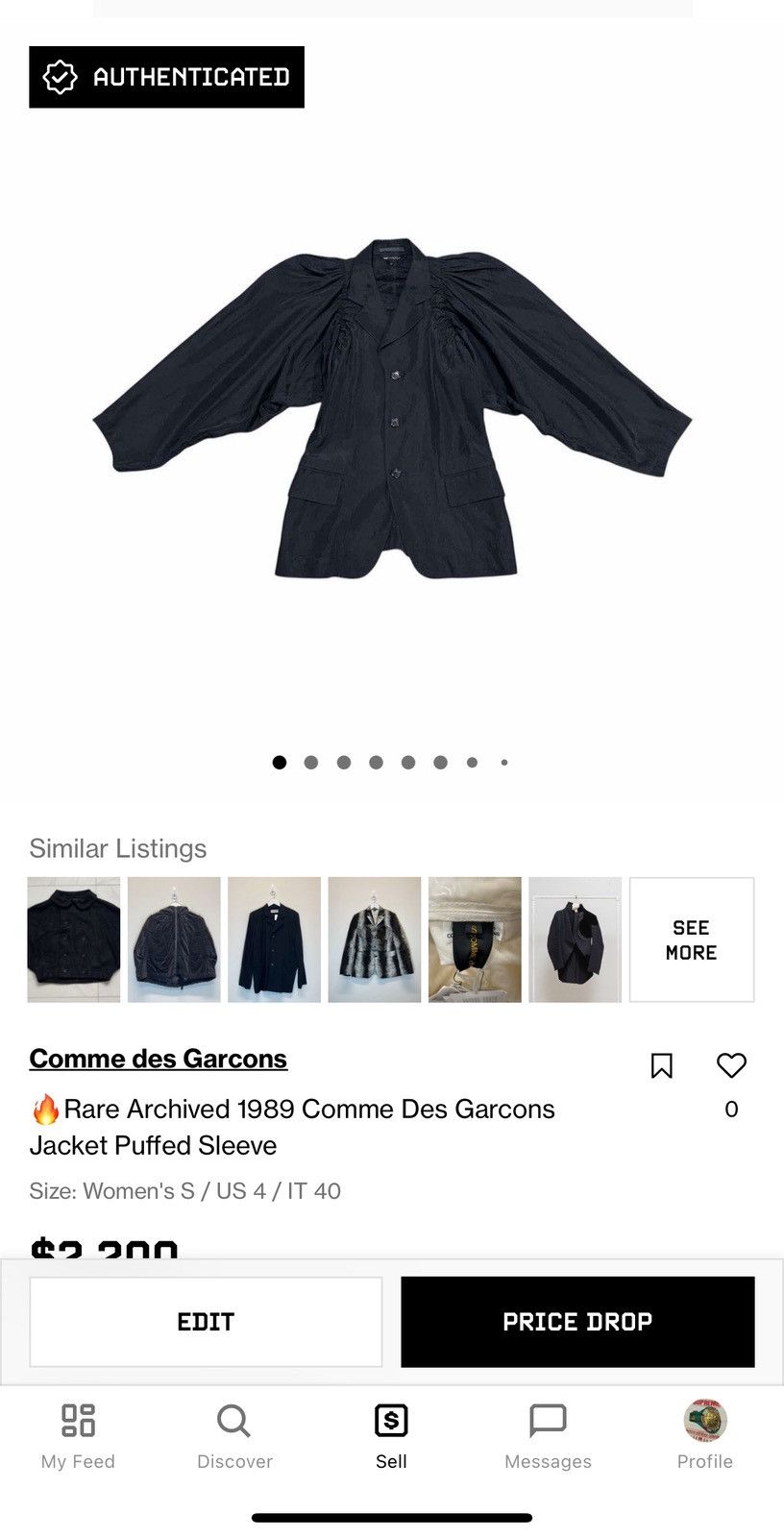 Comme des Garcons 🔥Rare Archived 1989 Comme Des Garcons Jacket Puffed Sleeve Size S / US 4 / IT 40 - 19 Thumbnail