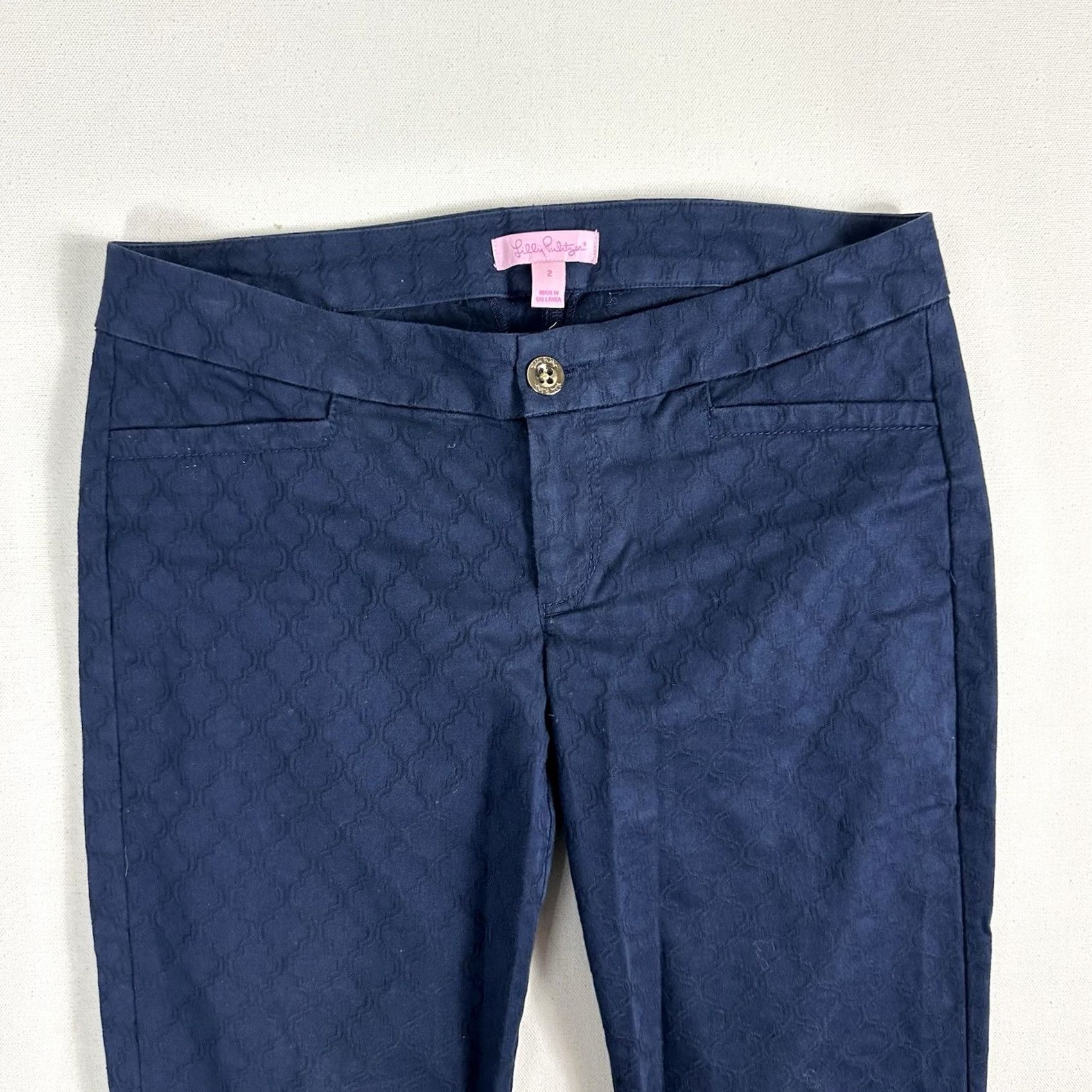 Lilly Pulitzer Lilly Pulitzer Kelly Textured Ankle Length Skinny Pant Midnight Navy Size 2 Size 26" / US 2 / IT 38 - 3 Thumbnail