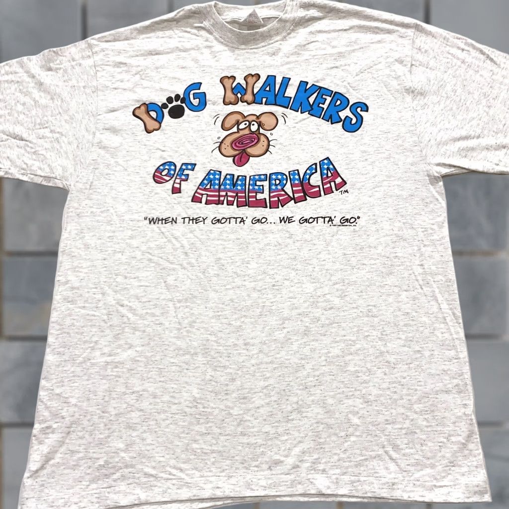 Vintage VINTAGE DOG WALKERS OF AMERICA T-Shirt XL gray 80s 90s Men Cartoon Crew Neck Short Sleeve Single Stitch Size US XL / EU 56 / 4 - 1 Thumbnail