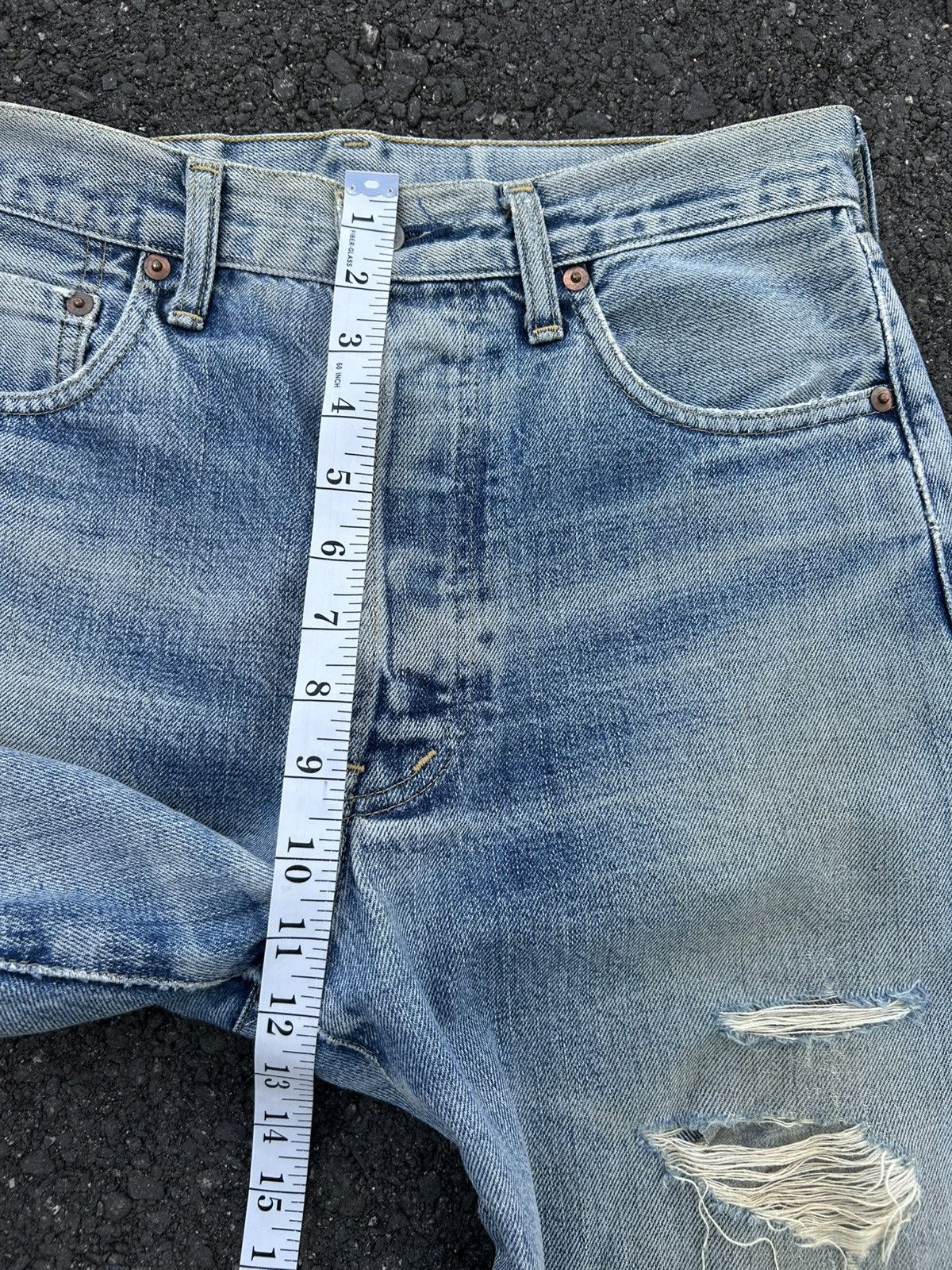 Kapital Thrashed Vintage Levis big E Selvedge Denim Jeans Size US 30 / EU 46 - 21 Thumbnail