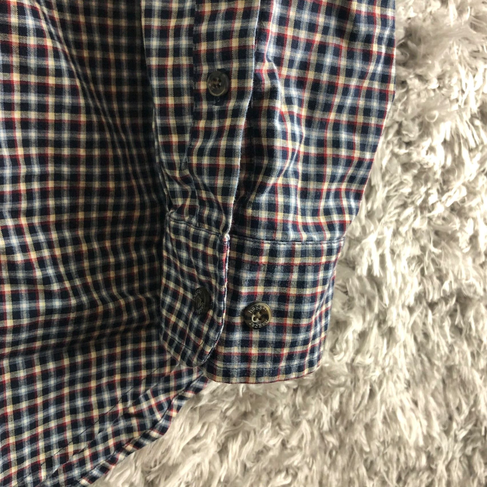Haggar Haggar Shirt Button-Up Plaid Blue Long Sleeve Button-Down Collar Mens Large Blues Classic Vintage No Size US L / EU 52-54 / 3 - 3 Thumbnail