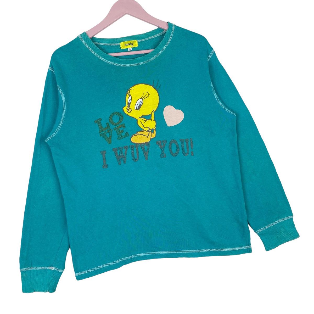 Designer × Vintage Tweety Love I Wuv You Sweatshirt Crewneck Pullover Jump Size US L / EU 52-54 / 3 - 4 Thumbnail