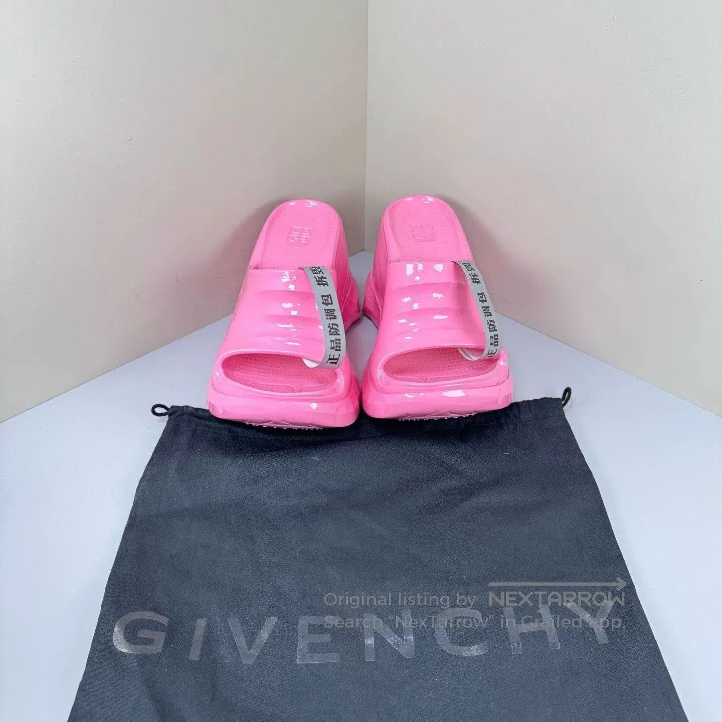 Givenchy Givenchy Pink Patent Leather Platform Wedge Sandals. Size US 7 / IT 37 - 1 Thumbnail