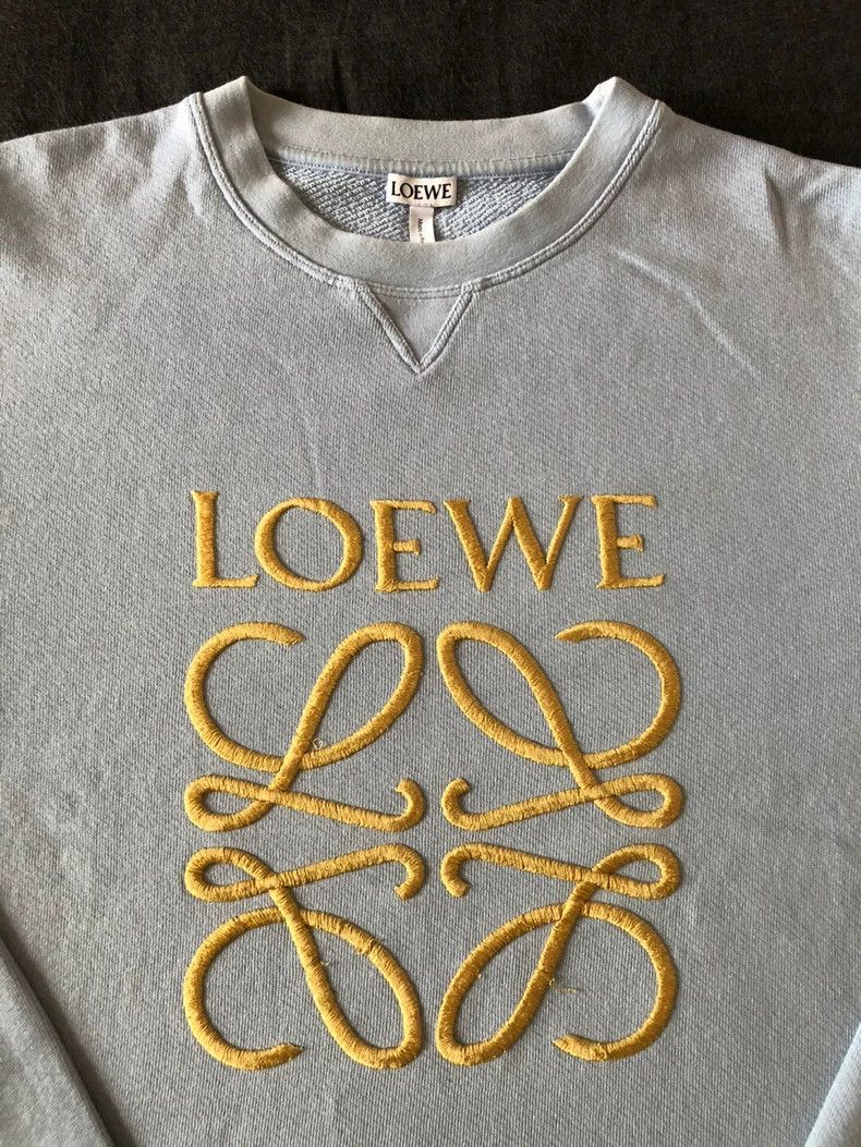 Loewe LOEWE Light blue hoodie with gold thread embroidery 3D log Size L / US 10 / IT 46 - 2 Thumbnail