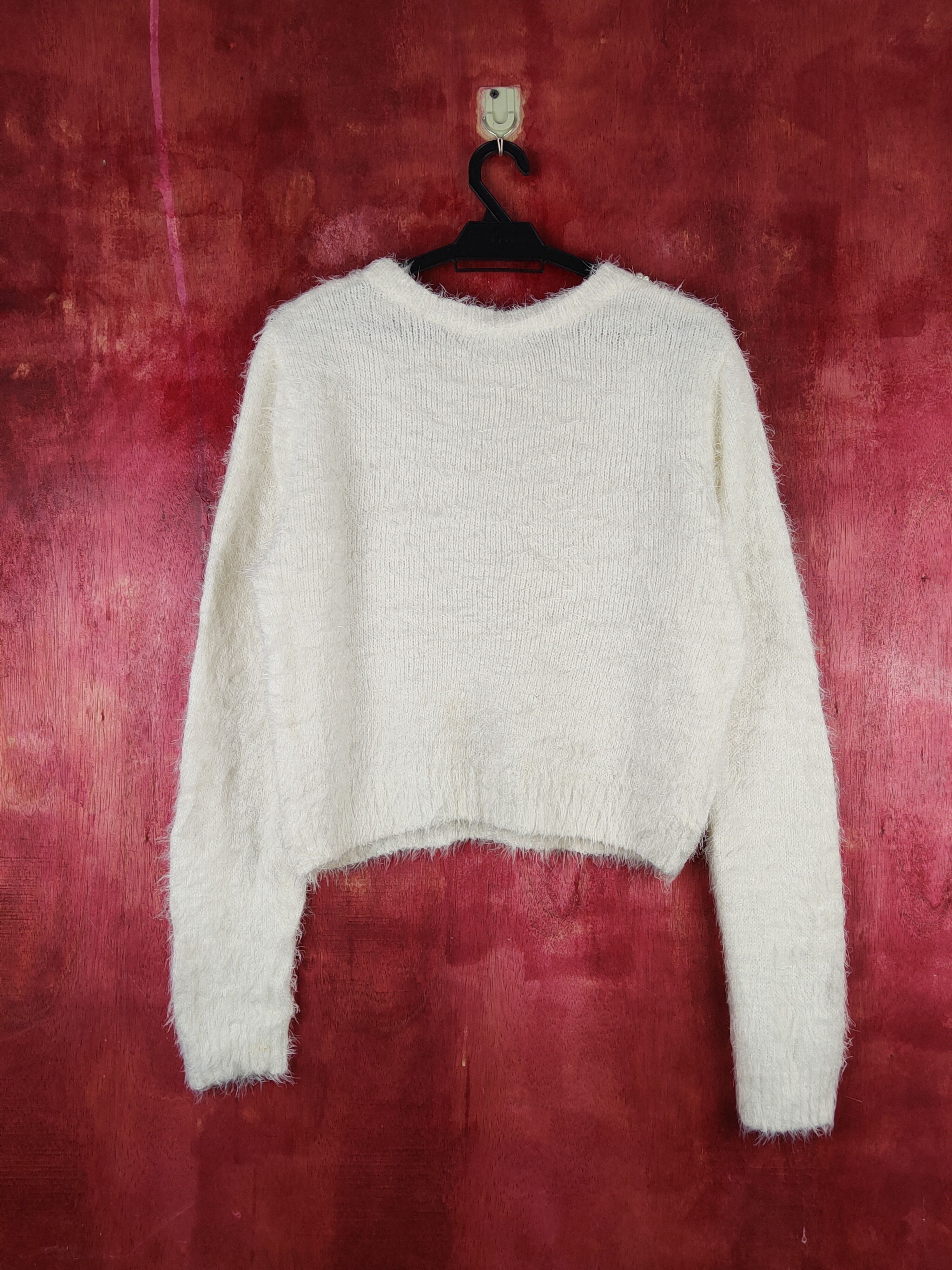 Homespun Knitwear Pinky Girls White Shag Shaggy Fur Mohair Knitwear #S1893 Size M / US 6-8 / IT 42-44 - 7 Thumbnail