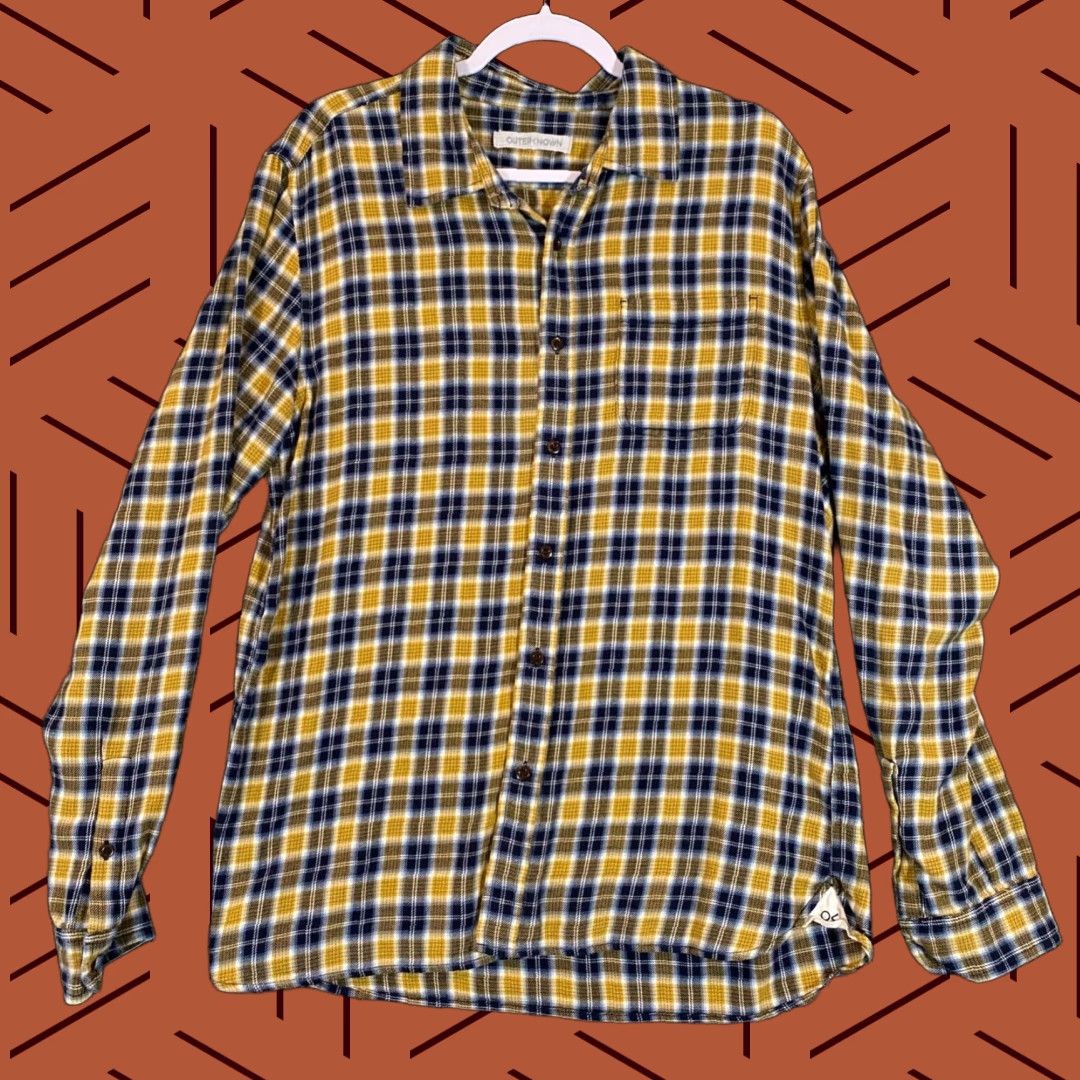 Outerknown Outerknown Shirt Mens Large Yellow Blue Plaid Button Up L/S Outdoors Flannel Size US L / EU 52-54 / 3 - 1 Thumbnail