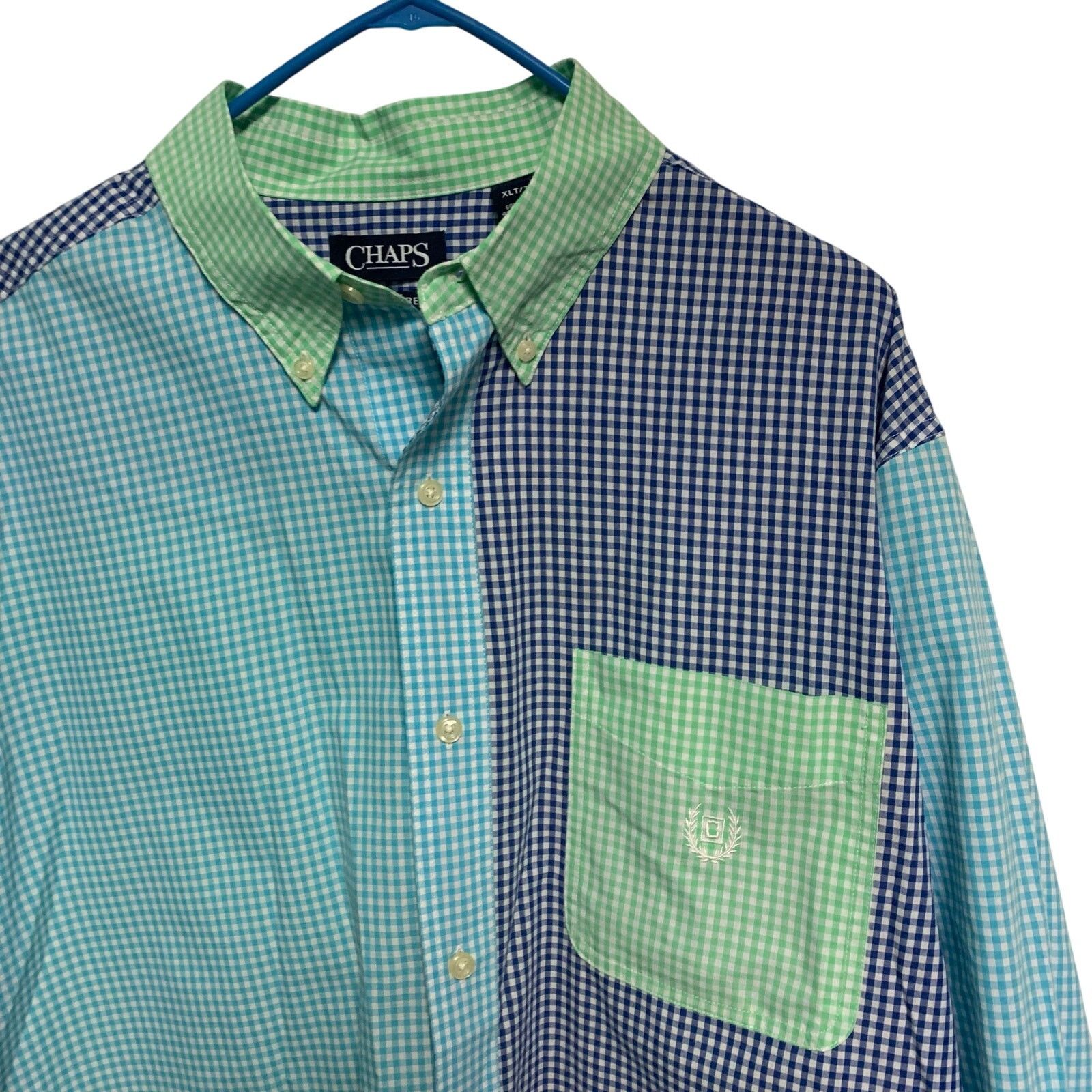 Chaps Chaps Easy Care Men's Color Block Plaid Cotton Shirt XLT Size US XL / EU 56 / 4 - 2 Thumbnail