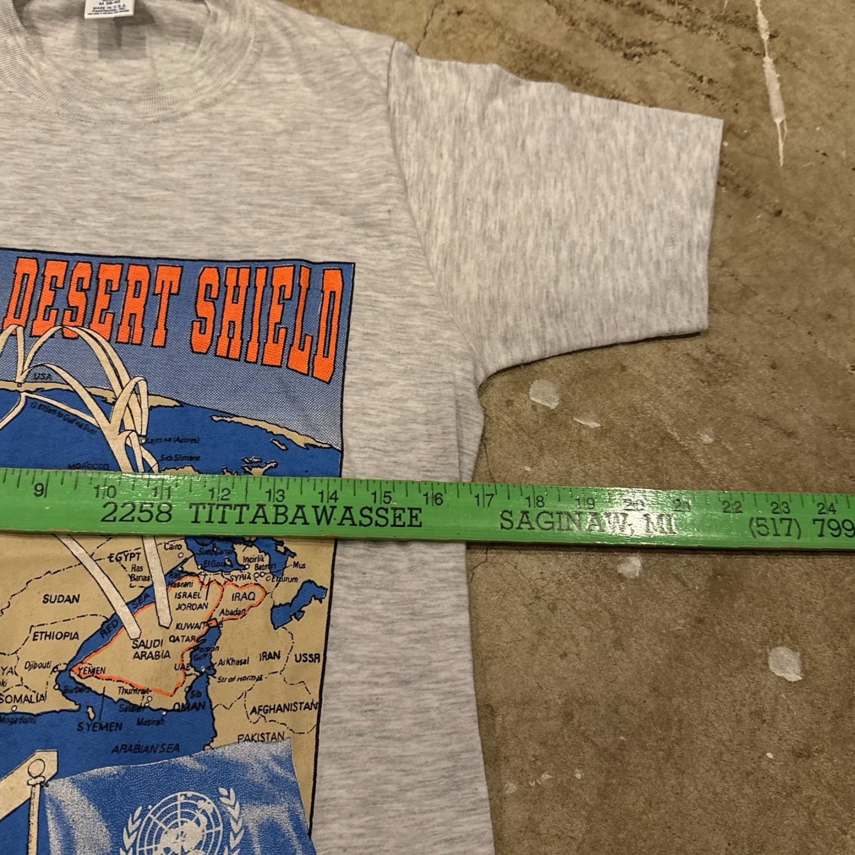 Soffe VINTAGE Soffe Desert Storm Shirt Mens Medium Short Sleeve Graphic Print Single Stitch 80s 90s USA Gray Cotton Polyester Size US M / EU 48-50 / 2 - 6 Thumbnail