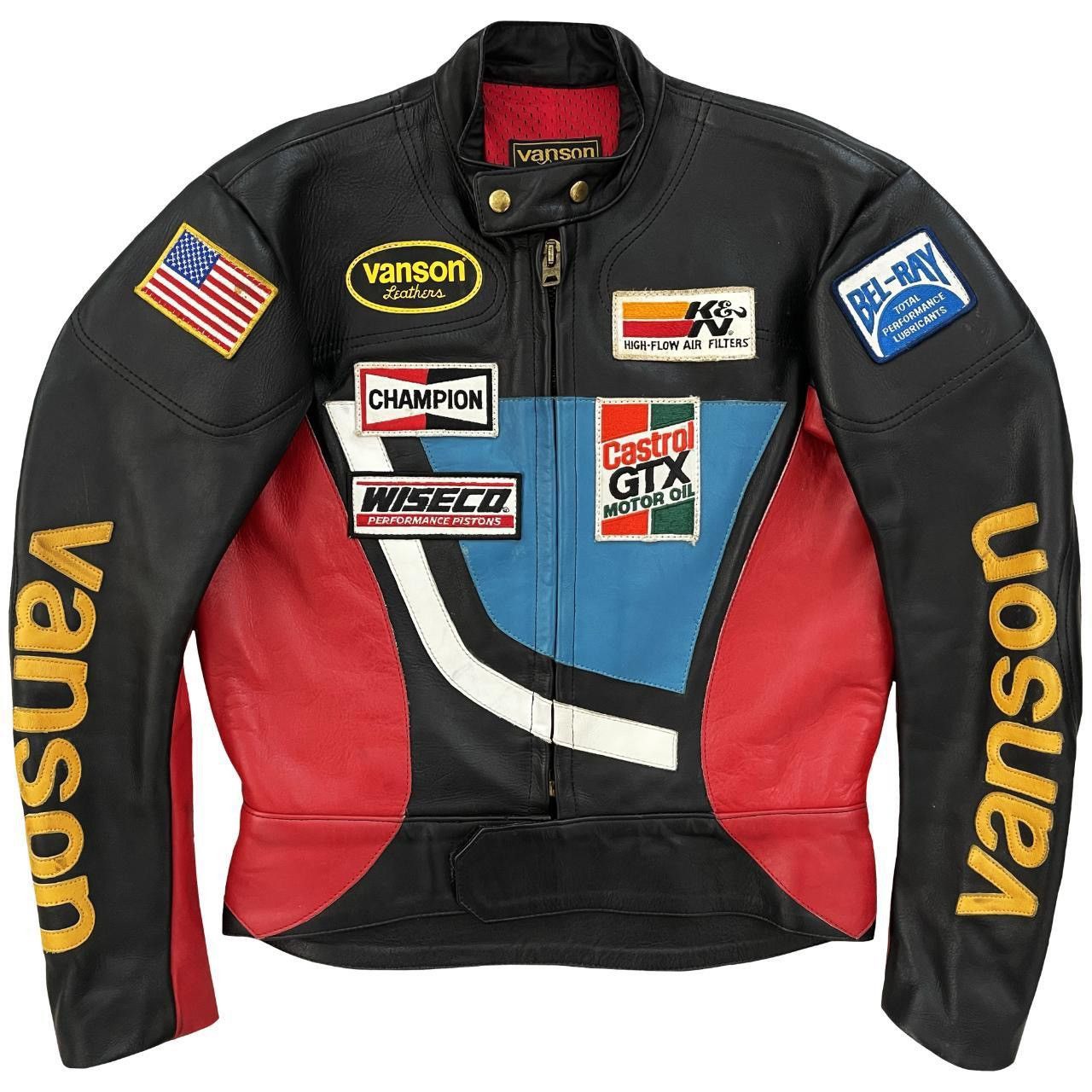 image of Vanson Leathers Motorcycle Racer Jacket in Black, Men's (Size Small)