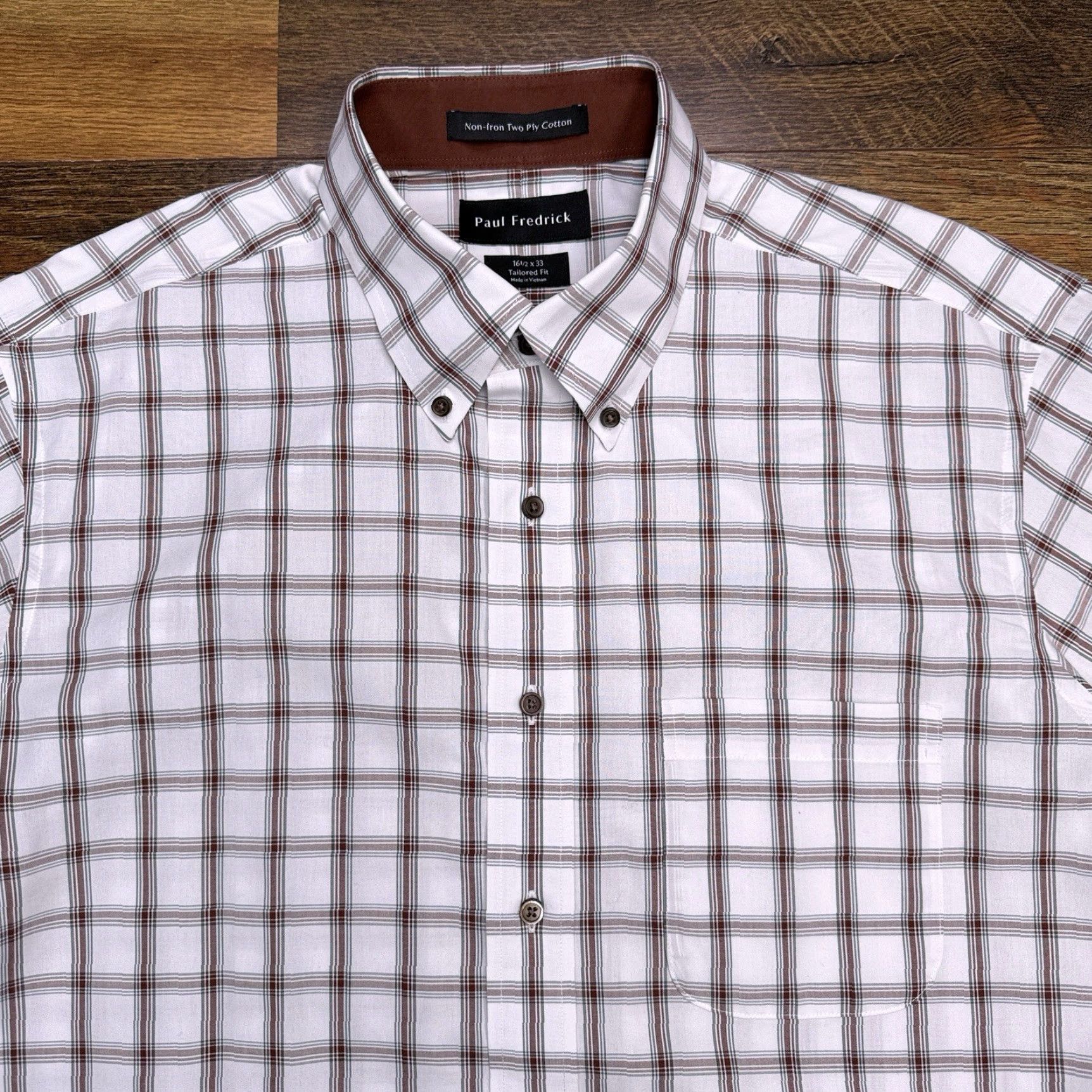 Vintage Paul Fredrick Slim Button-Up Shirt Mens 16.5 White Check Non-Iron Button-Down Long Sleeve Casual Business Workwear Size US XL / EU 56 / 4 - 5 Thumbnail