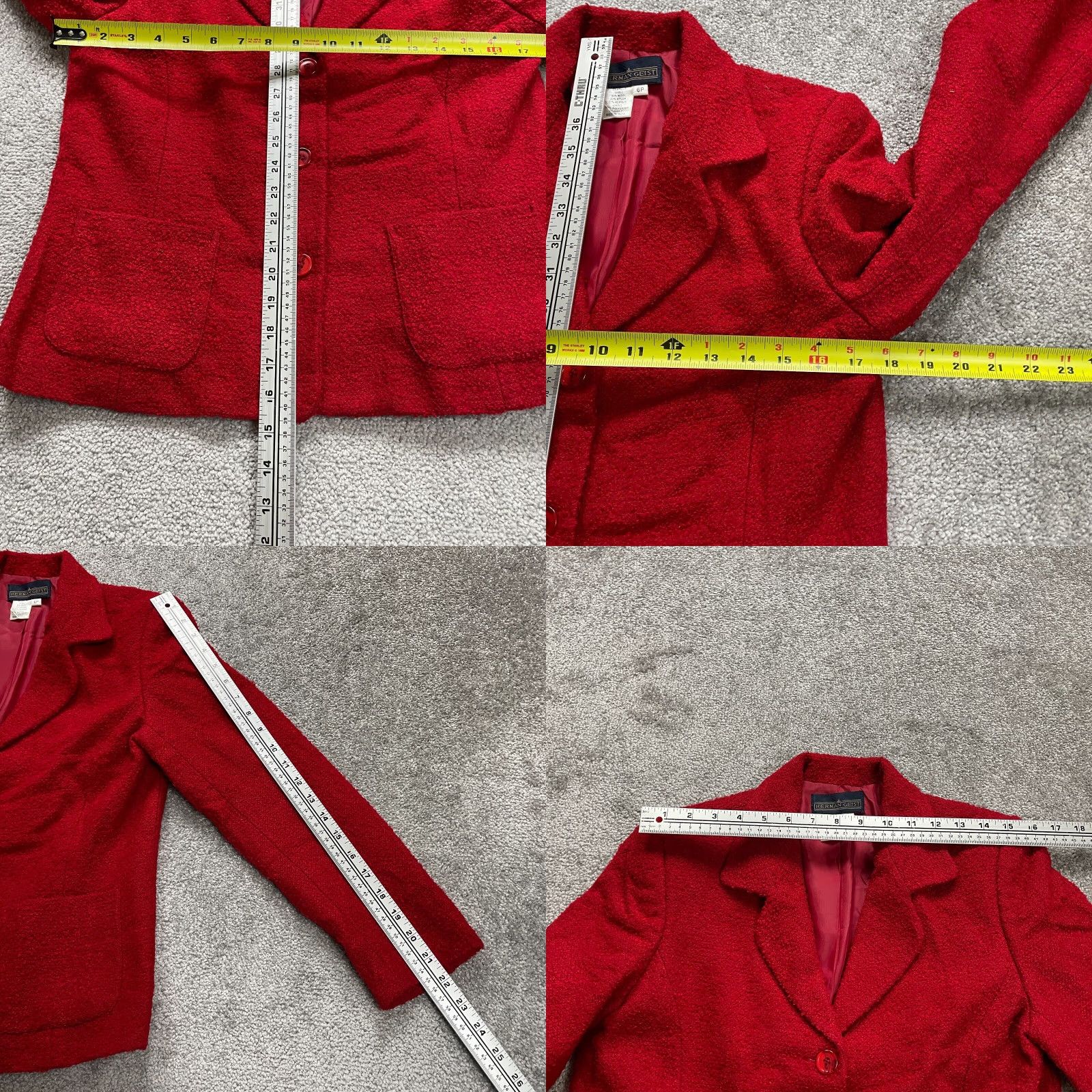 Vintage VINTAGE Herman Geist Blazer Suit Coat Womens 6P Red Tweed Single Breasted Work Size M / US 6-8 / IT 42-44 - 8 Thumbnail