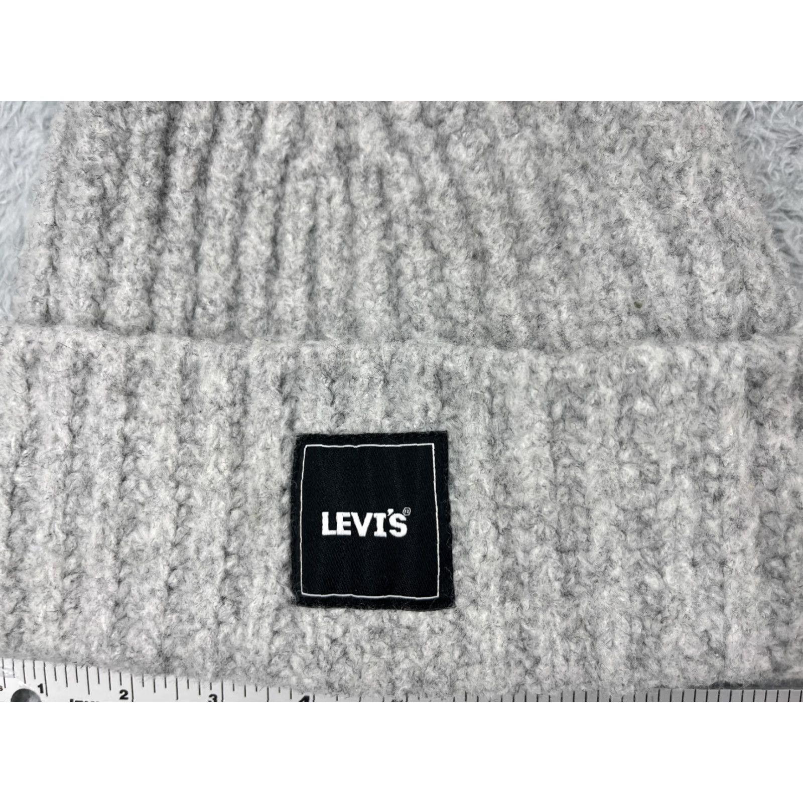 Levi's Levi's Beanie Adult One Size Gray Knit Wool Poly Blend Embroidered Logo Ski Hats Size ONE SIZE - 2 Thumbnail