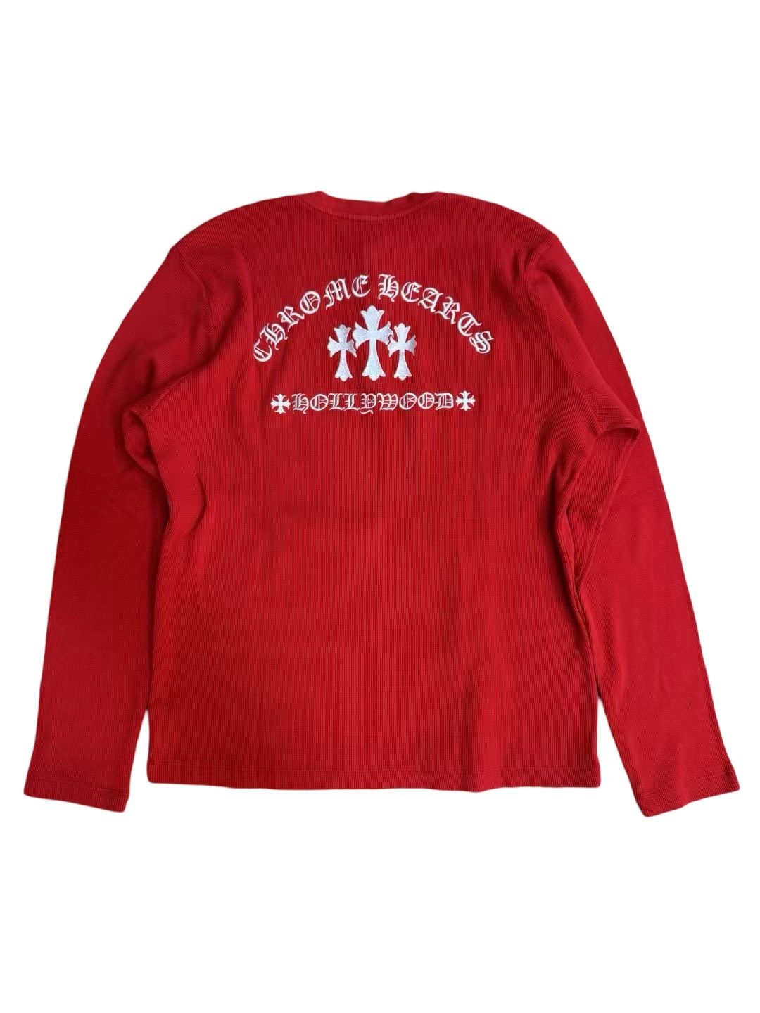 Chrome Hearts Triple embroidered cross thermal waffle knit Henley Size US XL / EU 56 / 4 - 1 Thumbnail