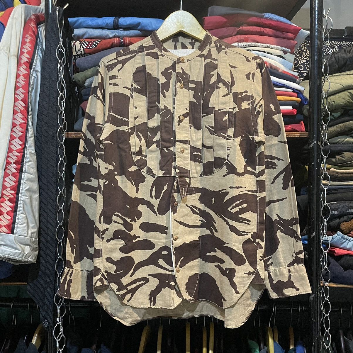 Haversack × Japanese Brand Haversack Japan Camouflage Herringbone Collarless Shirt Size US M / EU 48-50 / 2 - 2 Thumbnail