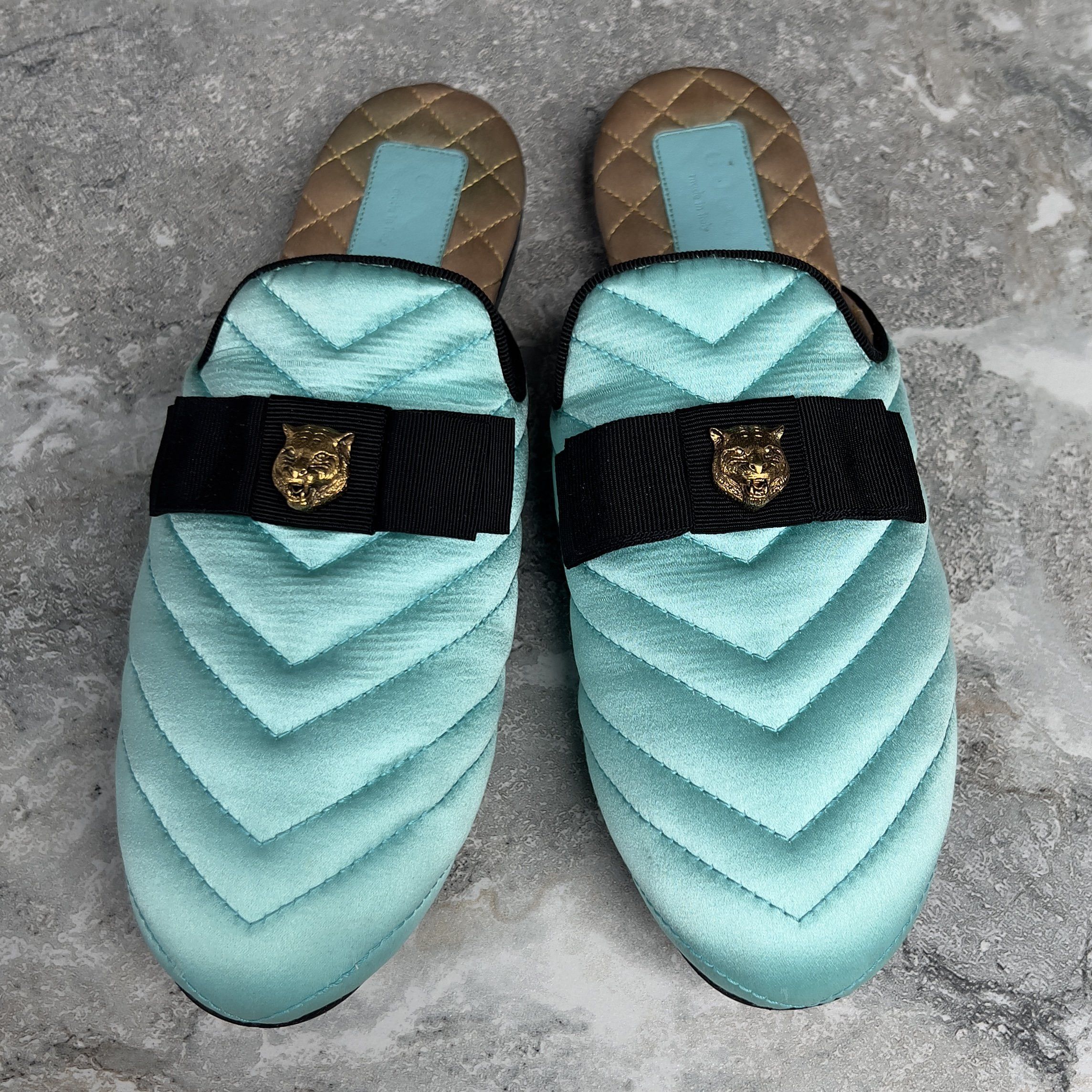 Gucci RARE GUCCI Tiger Buckle Mule Satin Embellished Flat Size US 7 / IT 37 - 4 Thumbnail
