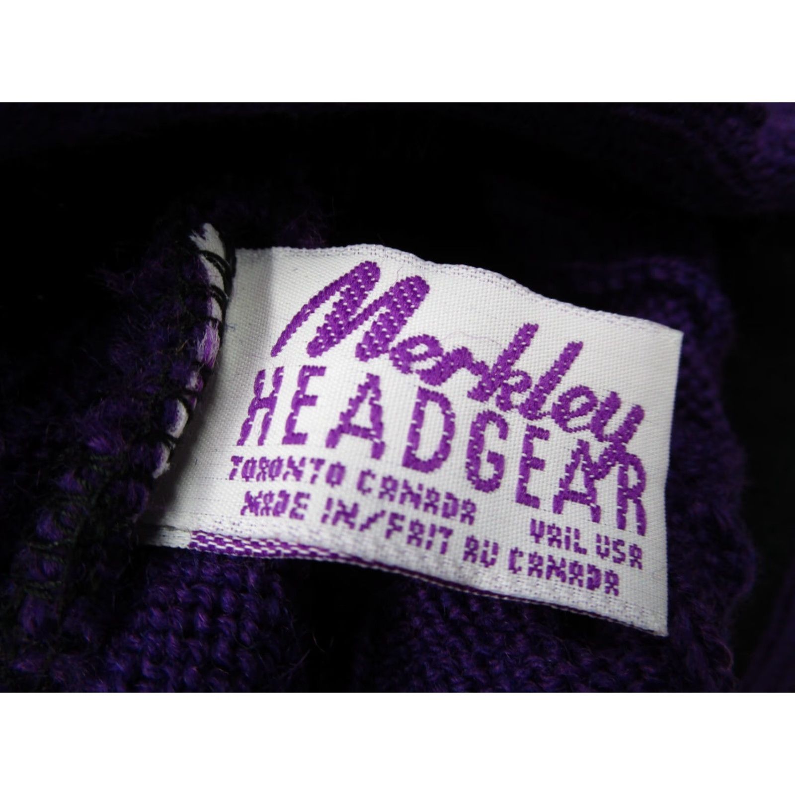 Vintage Vintage Merkley Headgear Hat Mens One Size Purple Wool Knit Lined Ski Snowboard Beanie Size ONE SIZE - 4 Thumbnail
