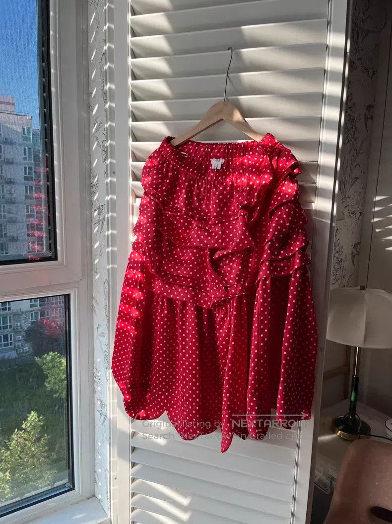 Comme des Garcons Comme Des Garcons size XS Red Polka Dot Asymmetrical Midi S Size 23" - 3 Thumbnail