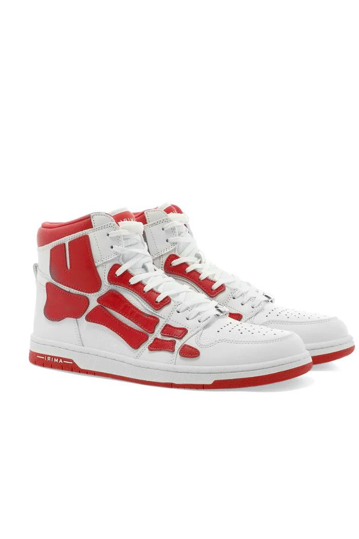 o1wfsh0625 Skel Hi-Top Sneakers in White/Red