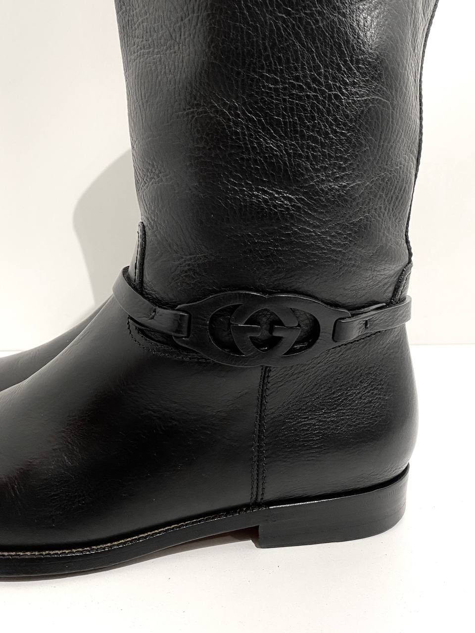 Gucci Gucci GG Logo Black Leather Calfskin Riding High Boots Size US 9.5 / EU 42-43 - 6 Thumbnail