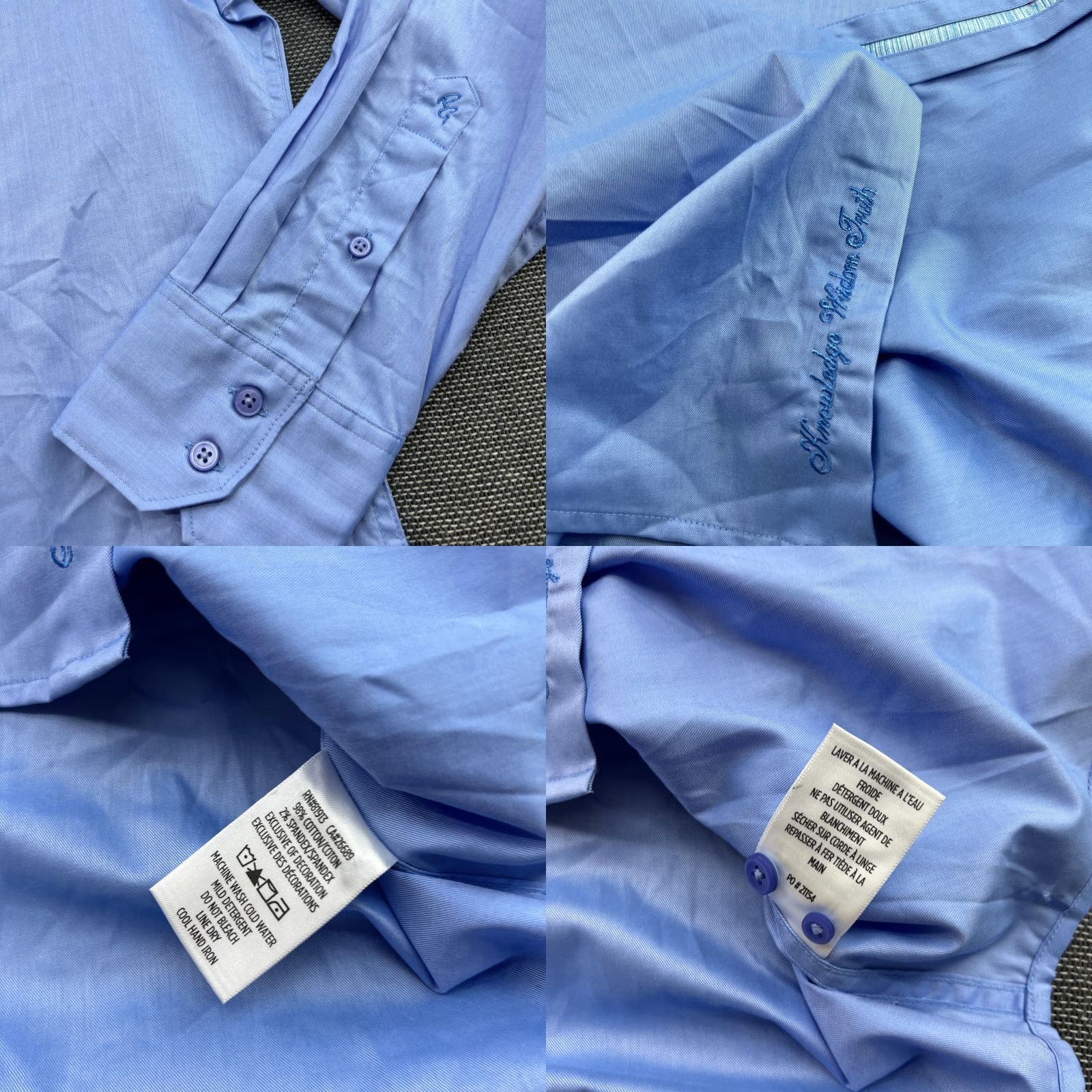 Robert Graham Robert Graham Rutherford Mens Button Up Shirt Large Light Blue Flip Cuff Shirt Mens Blue Button-Up Casual Cotton Canvas Slim Knit? Size US L / EU 52-54 / 3 - 8 Thumbnail