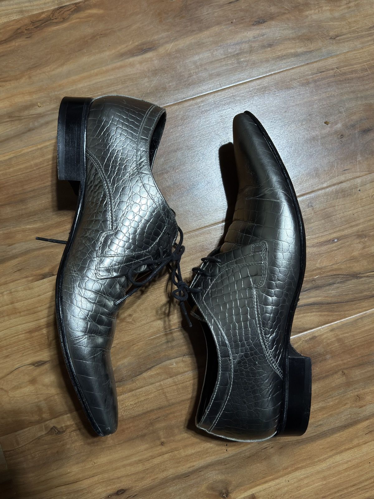 Dolce & Gabbana Dolce & Gabbana Alligator Embossed Silver Derbies Size US 8.5 / EU 41-42 - 4 Thumbnail