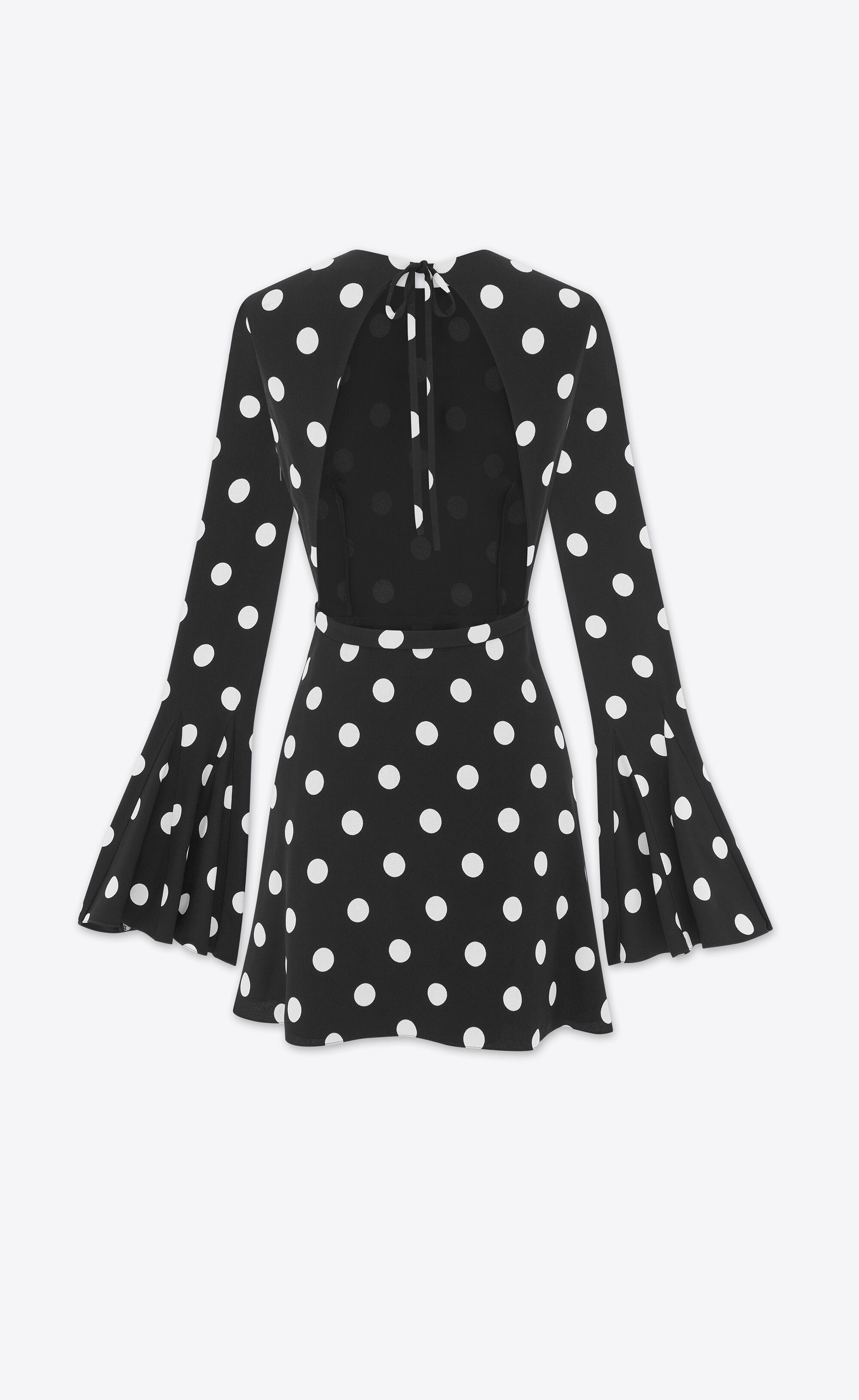 Saint Laurent Paris o1s1wg110225 729752 Open Back Dress in Sablé in Black/White Size XS / US 0-2 / IT 36-38 - 2 Thumbnail