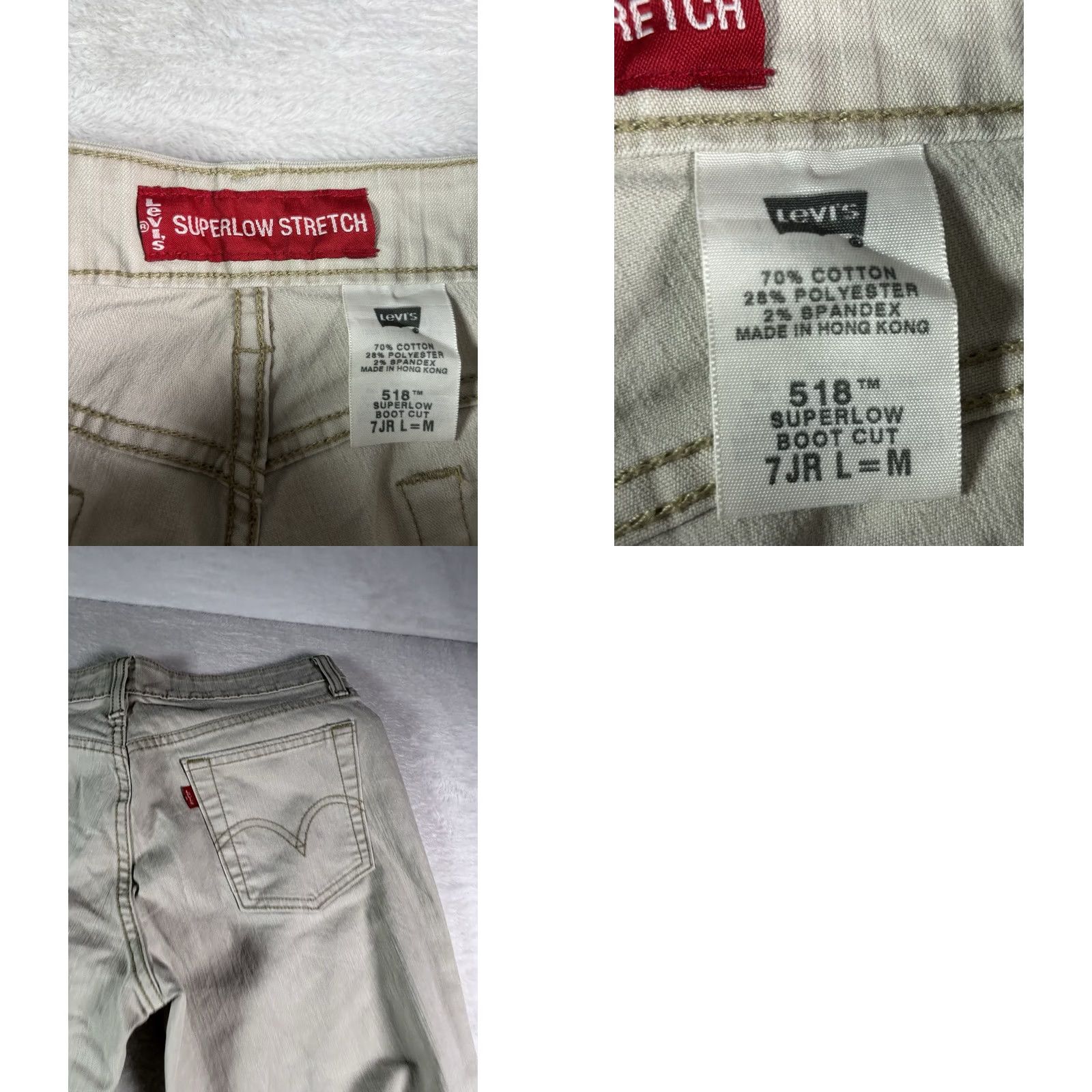 Levi's VINTAGE Levi’s 518 Jeans Women's Superlow Stretch 7JR L=M Bootcut Gray/White Levi's 500 Series Mens Womens Boys Girls Size 28" / US 6 / IT 42 - 8 Thumbnail