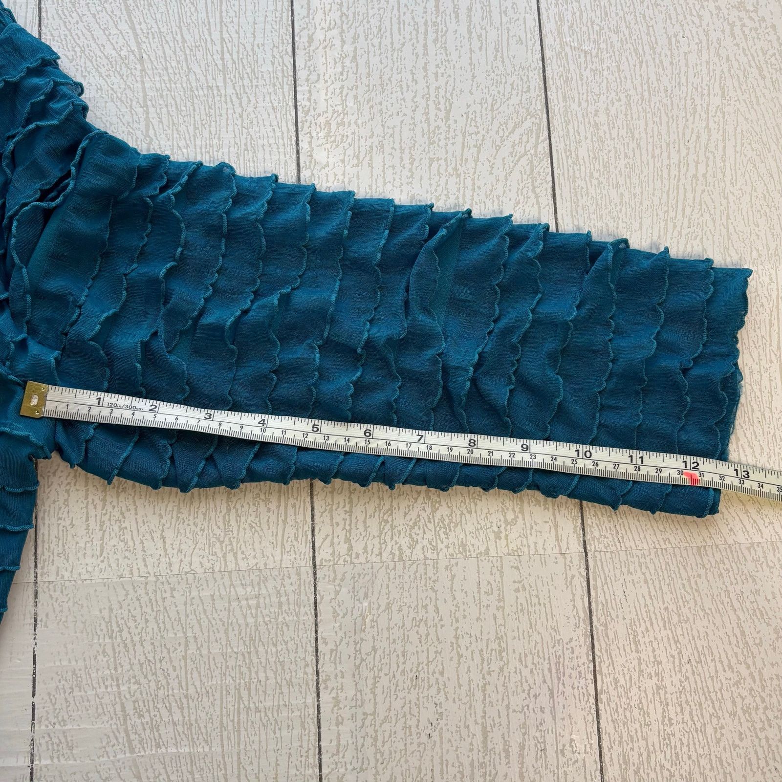 Other Nue Options Teal Ruffled Square Neck Blouse Size L Size L / US 10 / IT 46 - 5 Thumbnail