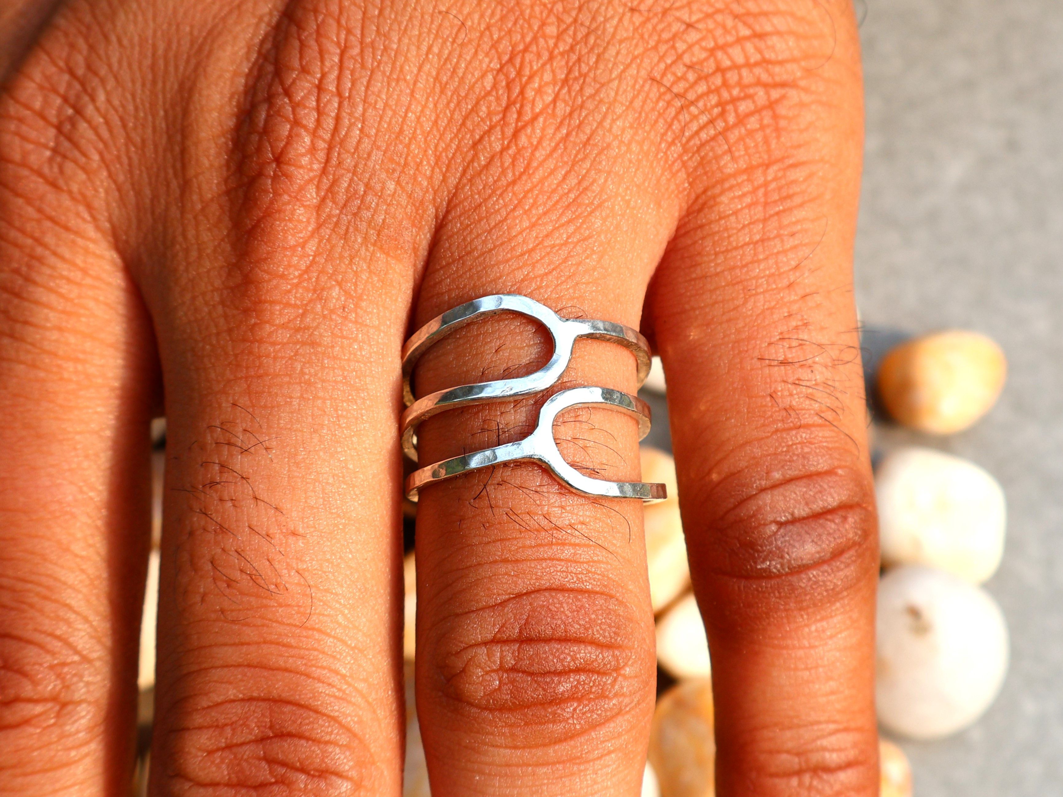 Handmade Hammered Spiral Ring, 925 Sterling Silver, Handmade Ring, Size ONE SIZE - 3 Thumbnail