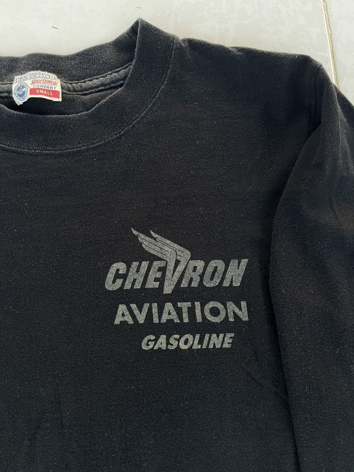 Buzz Rickson's Vintage 90's Buzz Rickson Chevron Aviation Gasoline Shirt T Size US S / EU 44-46 / 1 - 12 Thumbnail