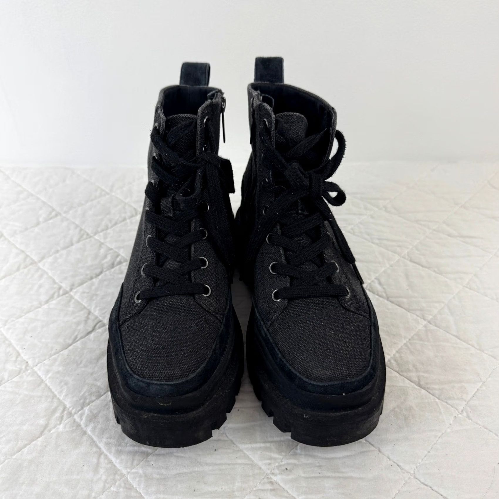 Vionic Vionic Mellie Women Black Waterproof Canvas Suede Lug Sole Lace Up Boots Sz 6.5 Size US 7 / IT 37 - 2 Thumbnail