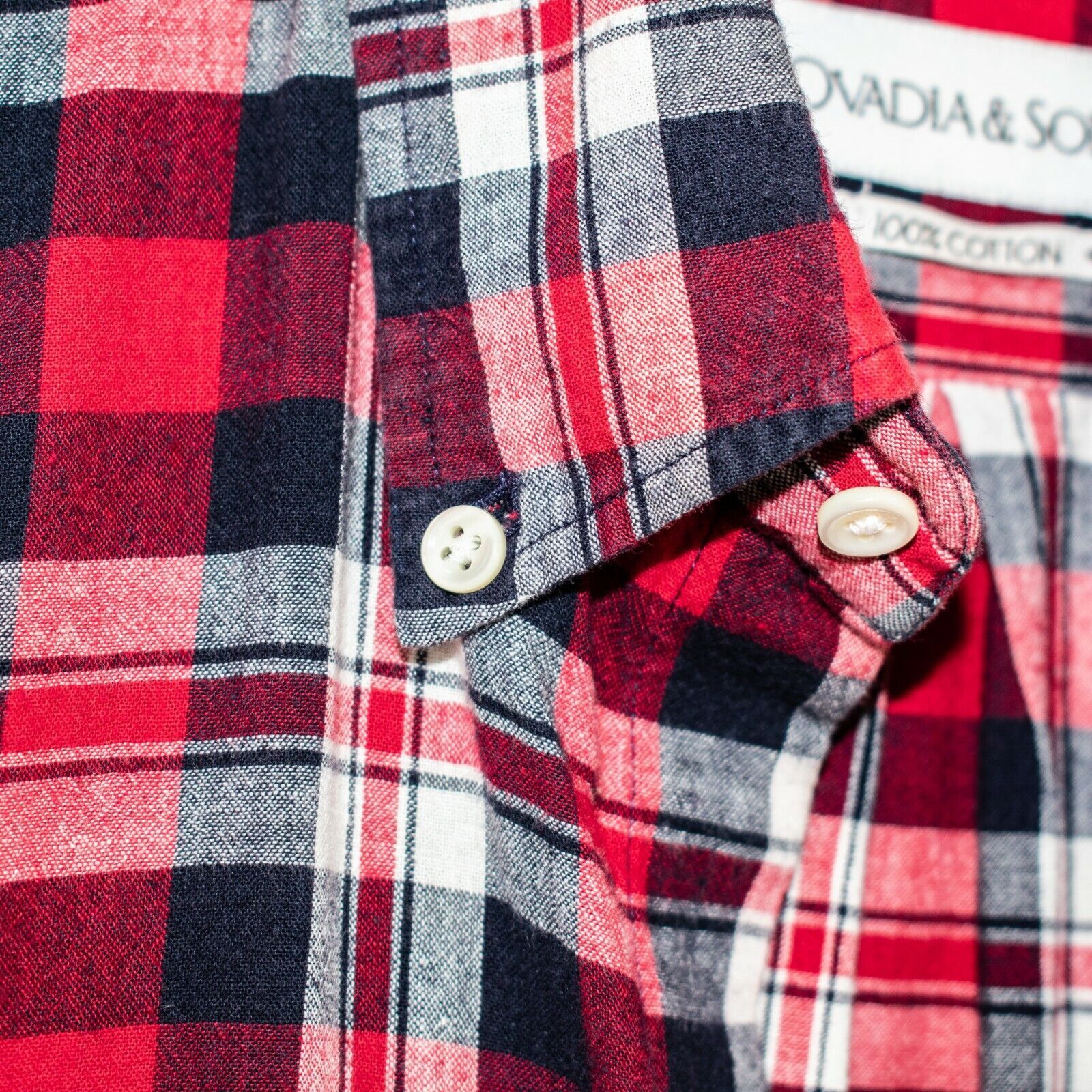 Ovadia & Sons OVADIA & SONS Men's Button Down Shirt Cotton Red Blue Plaid Size US M / EU 48-50 / 2 - 6 Thumbnail