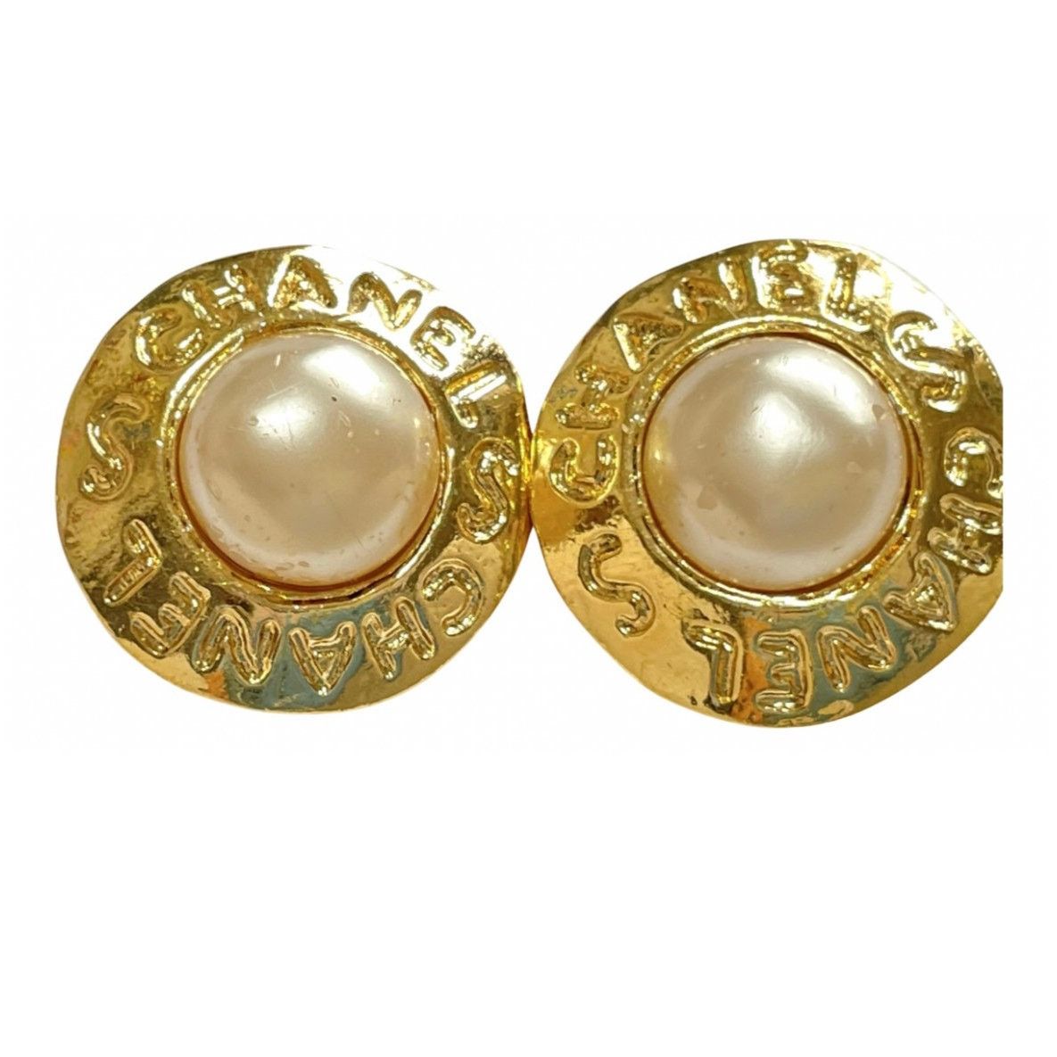 Chanel Vintage CHANEL golden round shape faux pearl earrings Size ONE SIZE - 1 Thumbnail