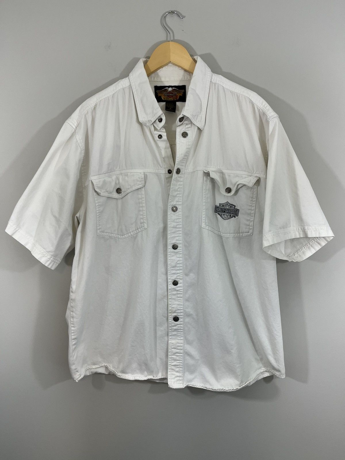 Vintage Harley Davidson Snap Down Distressed Moto Shirt Size US XL / EU 56 / 4 - 1 Thumbnail