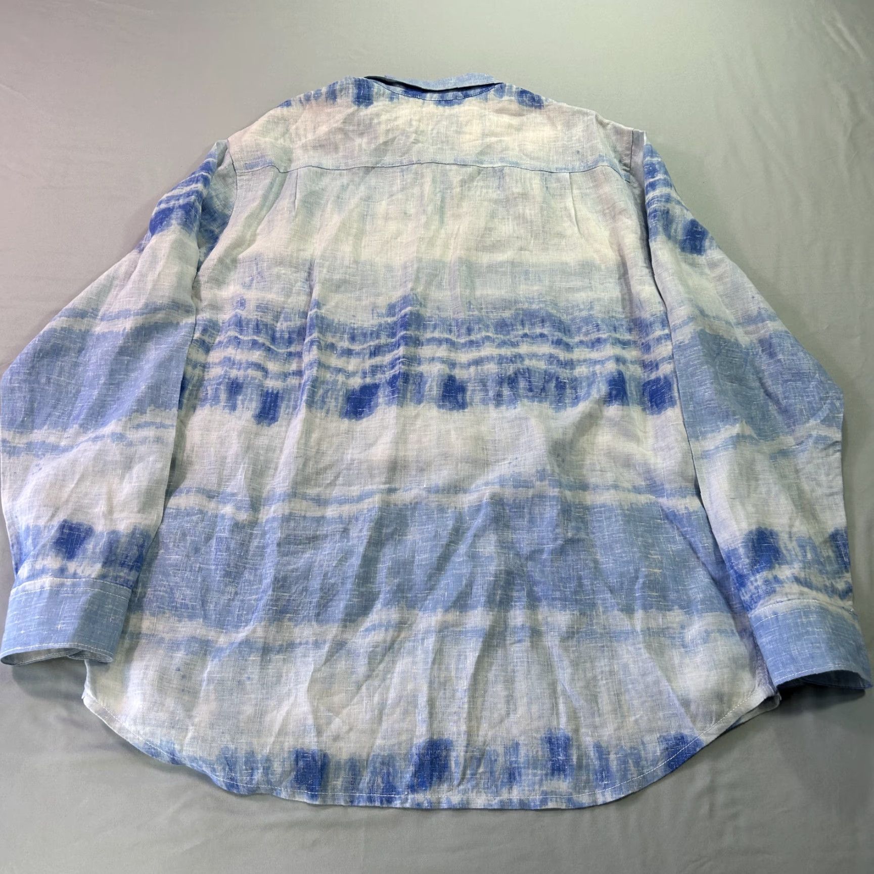 Tommy Bahama Tommy Bahama Relax Shirt Mens XL Blue Striped Linen Hawaiian Button Up Adult Size US XL / EU 56 / 4 - 2 Thumbnail