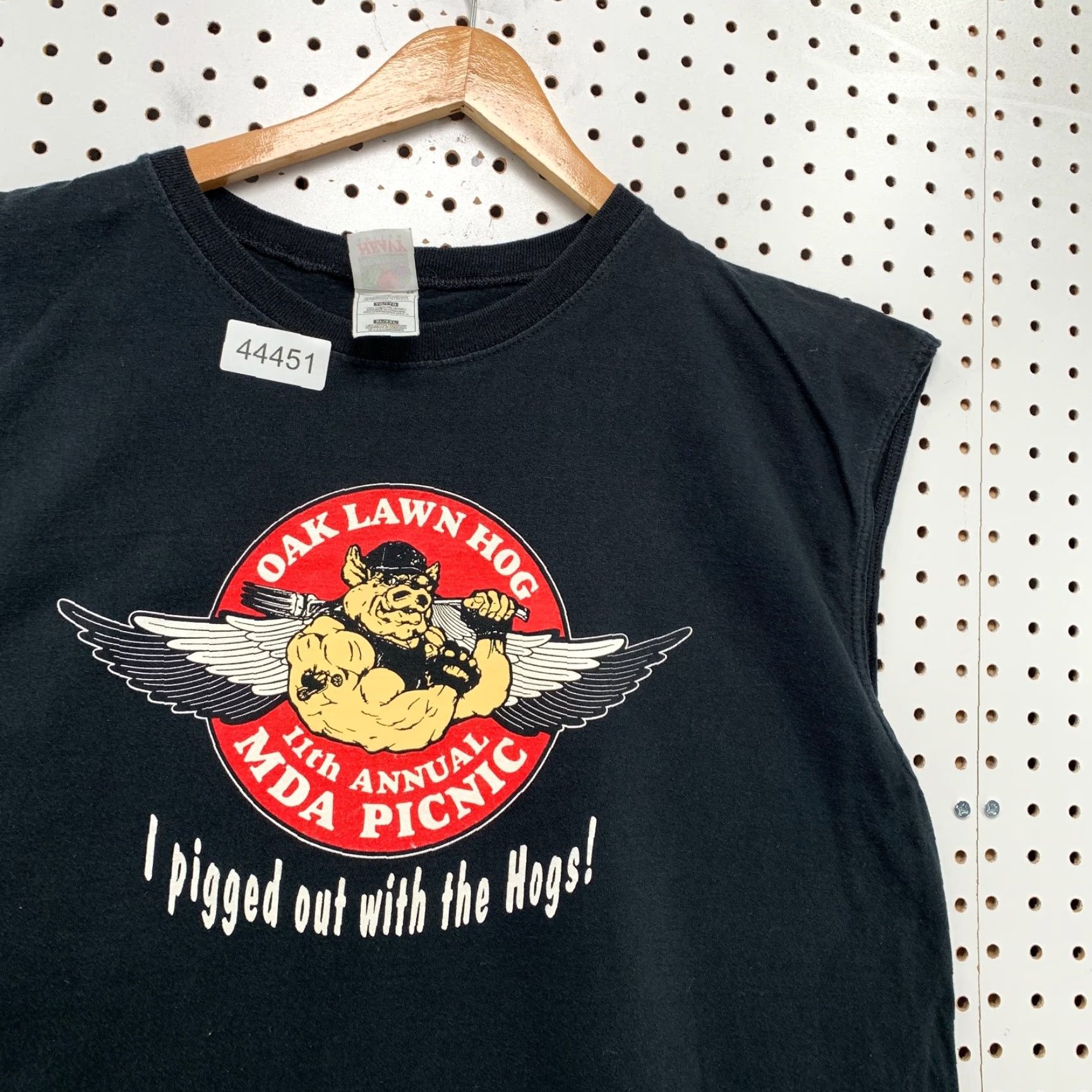 Fruit Of The Loom VINTAGE Harley Davidson Pig Picnic Shirt Mens XL Sleeveless Black Cotton 90s Biker Motorcycle Mens XL Size US XL / EU 56 / 4 - 6 Thumbnail
